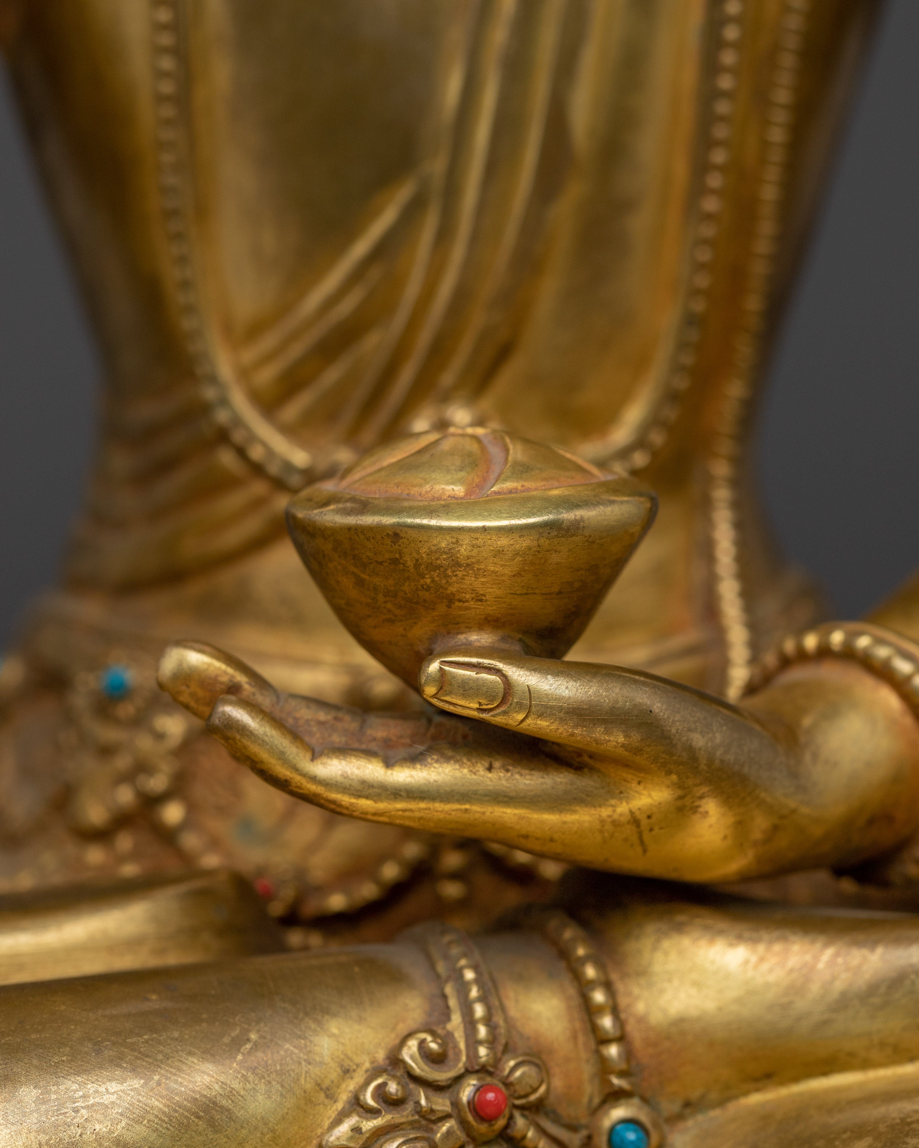 Gold Gilded Ratnasambhara Buddha Statue | Tibetan Buddha of Wealth and Abundance
