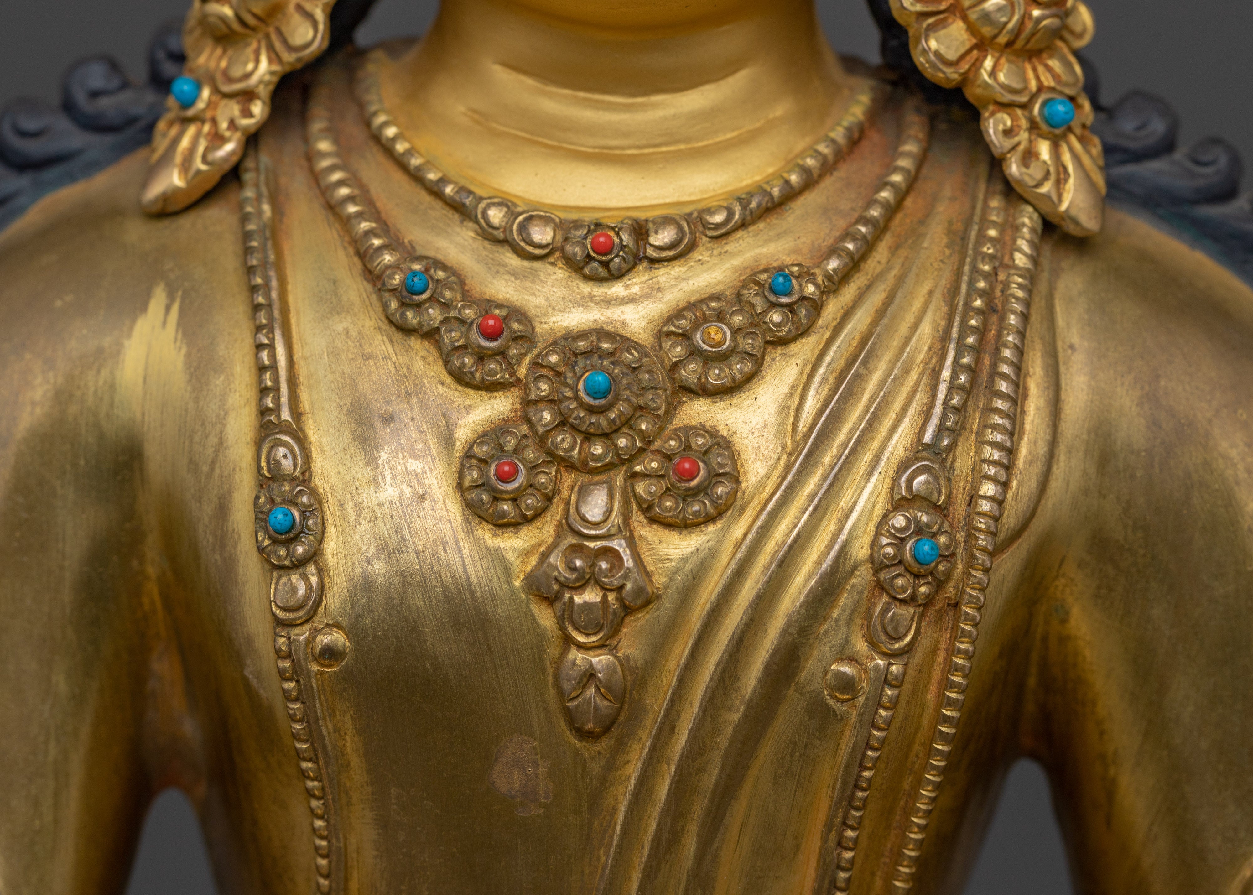 Gold Gilded Ratnasambhara Buddha Statue | Tibetan Buddha of Wealth and Abundance