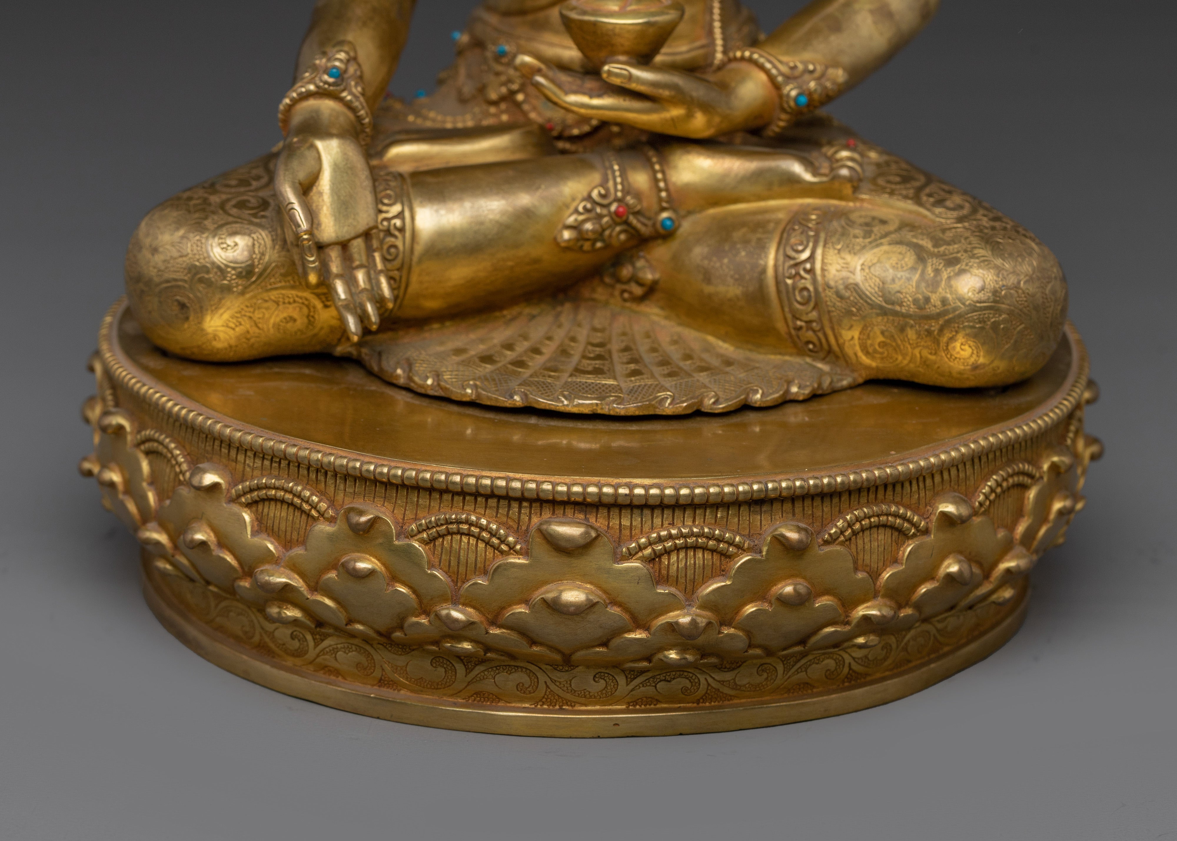 Gold Gilded Ratnasambhara Buddha Statue | Tibetan Buddha of Wealth and Abundance