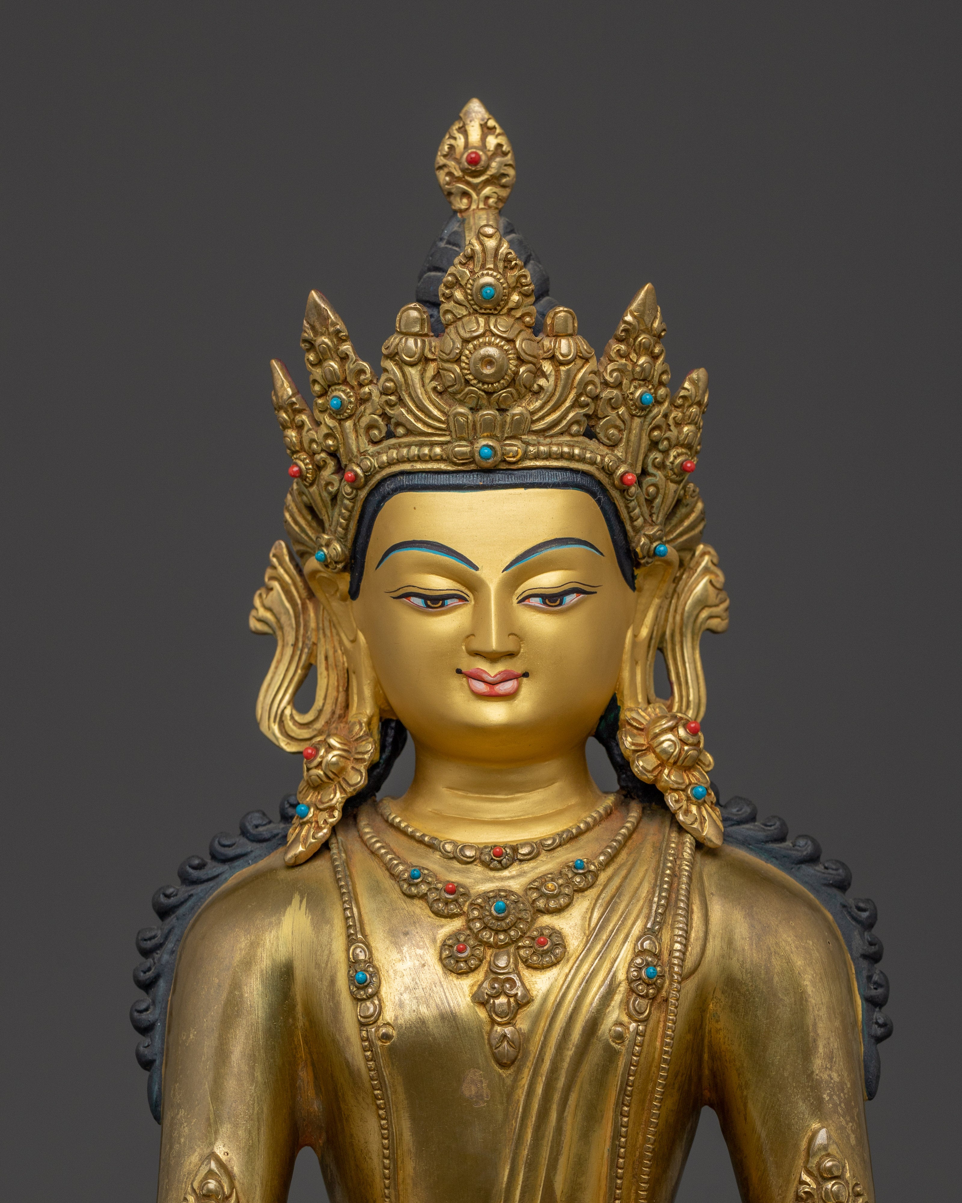 Gold Gilded Ratnasambhara Buddha Statue | Tibetan Buddha of Wealth and Abundance