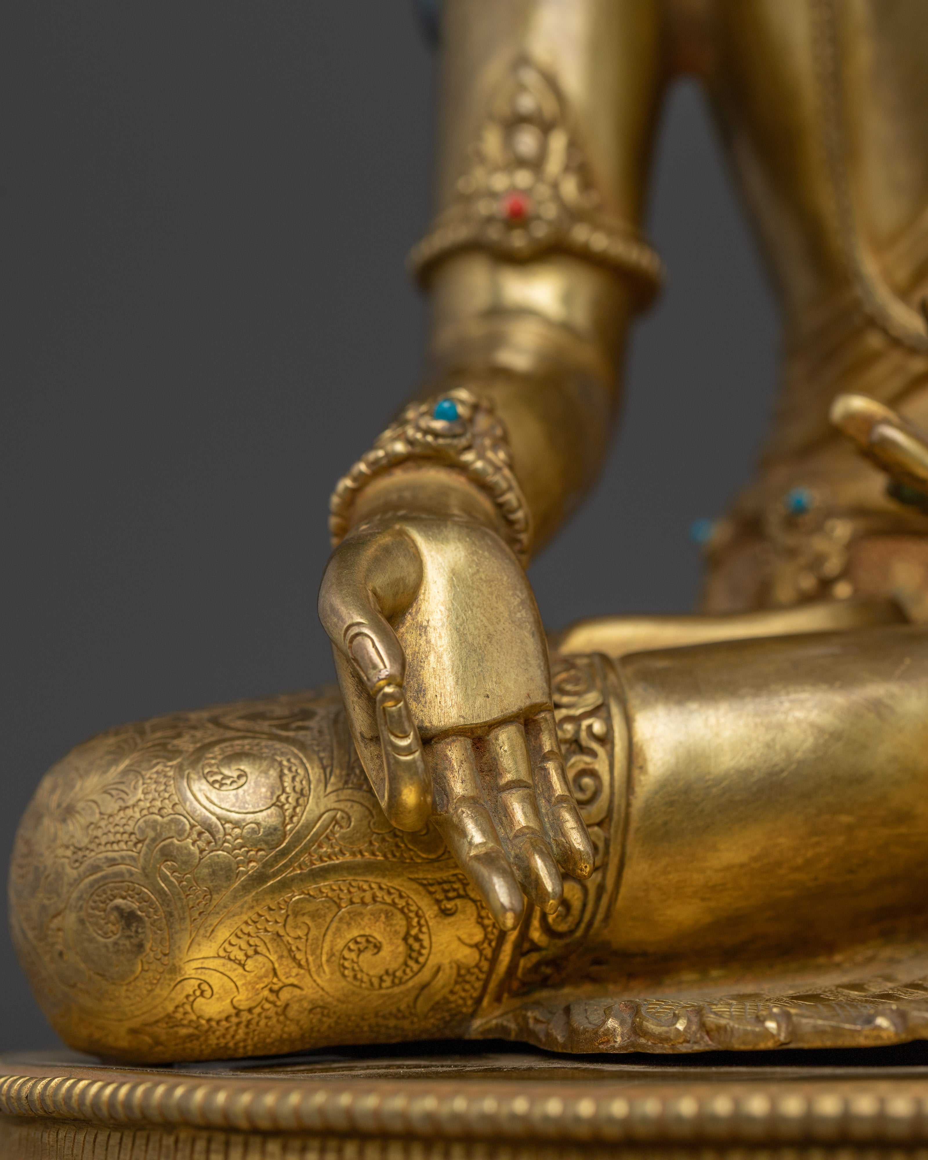 Gold Gilded Ratnasambhara Buddha Statue | Tibetan Buddha of Wealth and Abundance