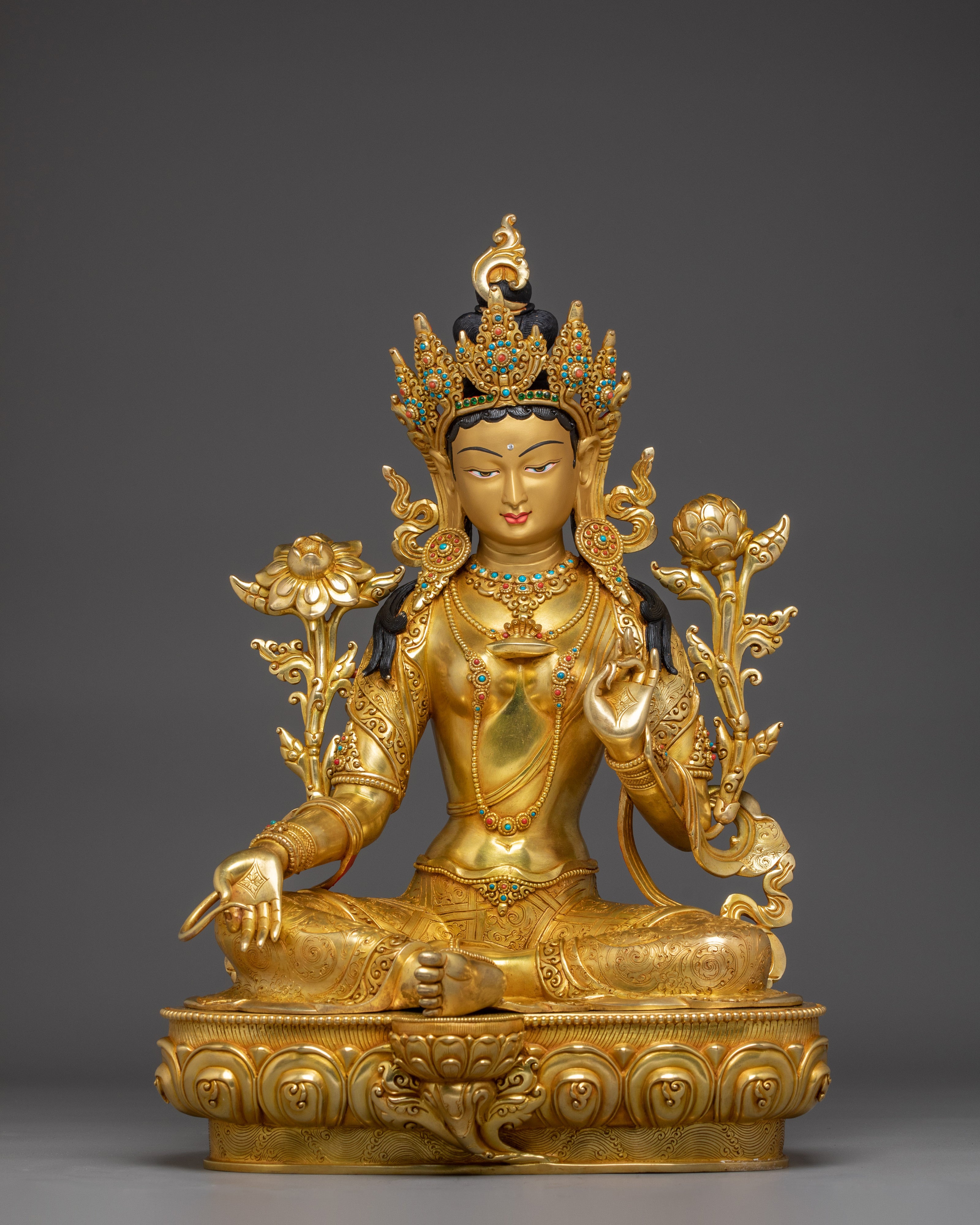 Handcrafted Buddhist Green Tara Art | Compassionate Goddess