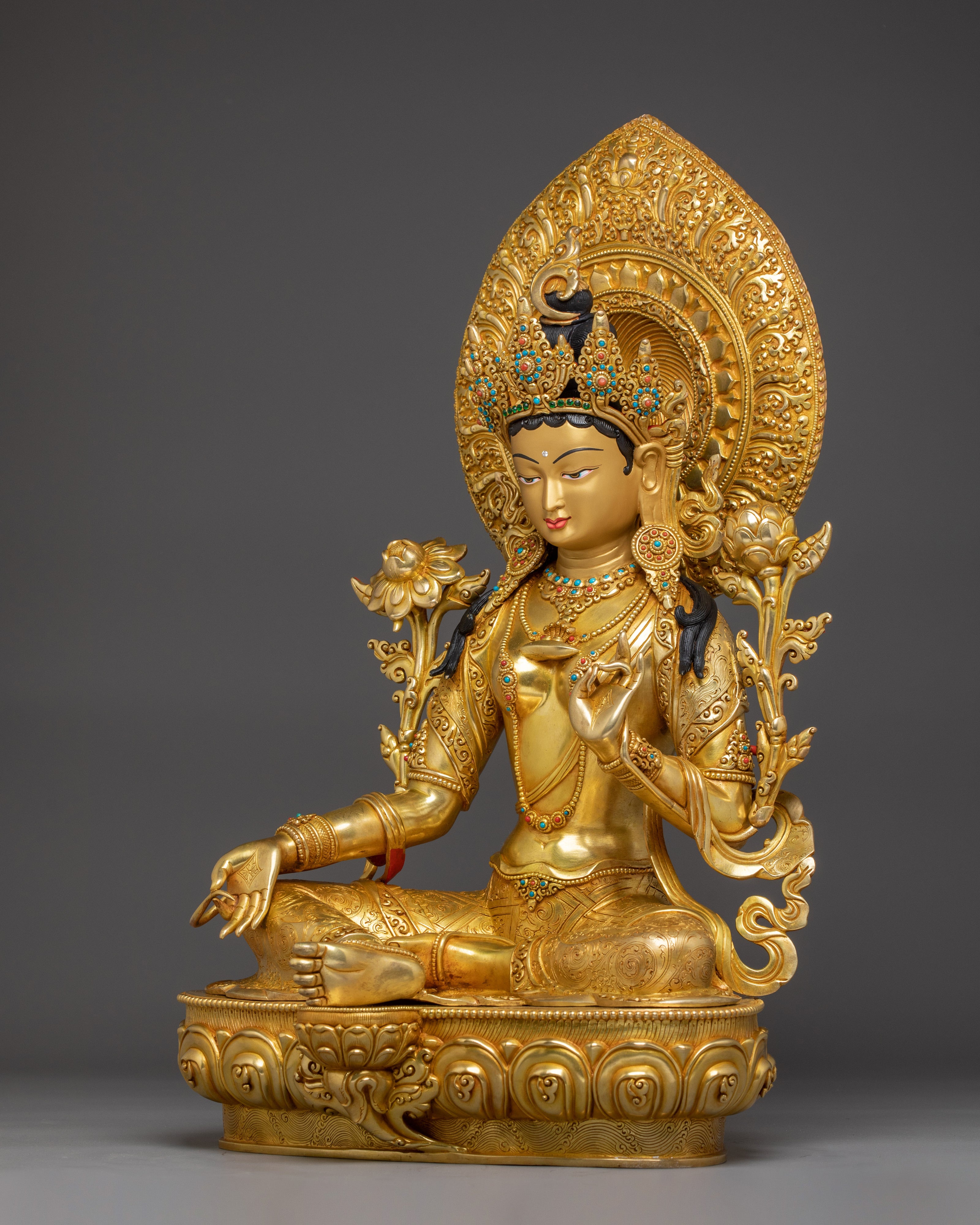 Handcrafted Buddhist Green Tara Art | Compassionate Goddess