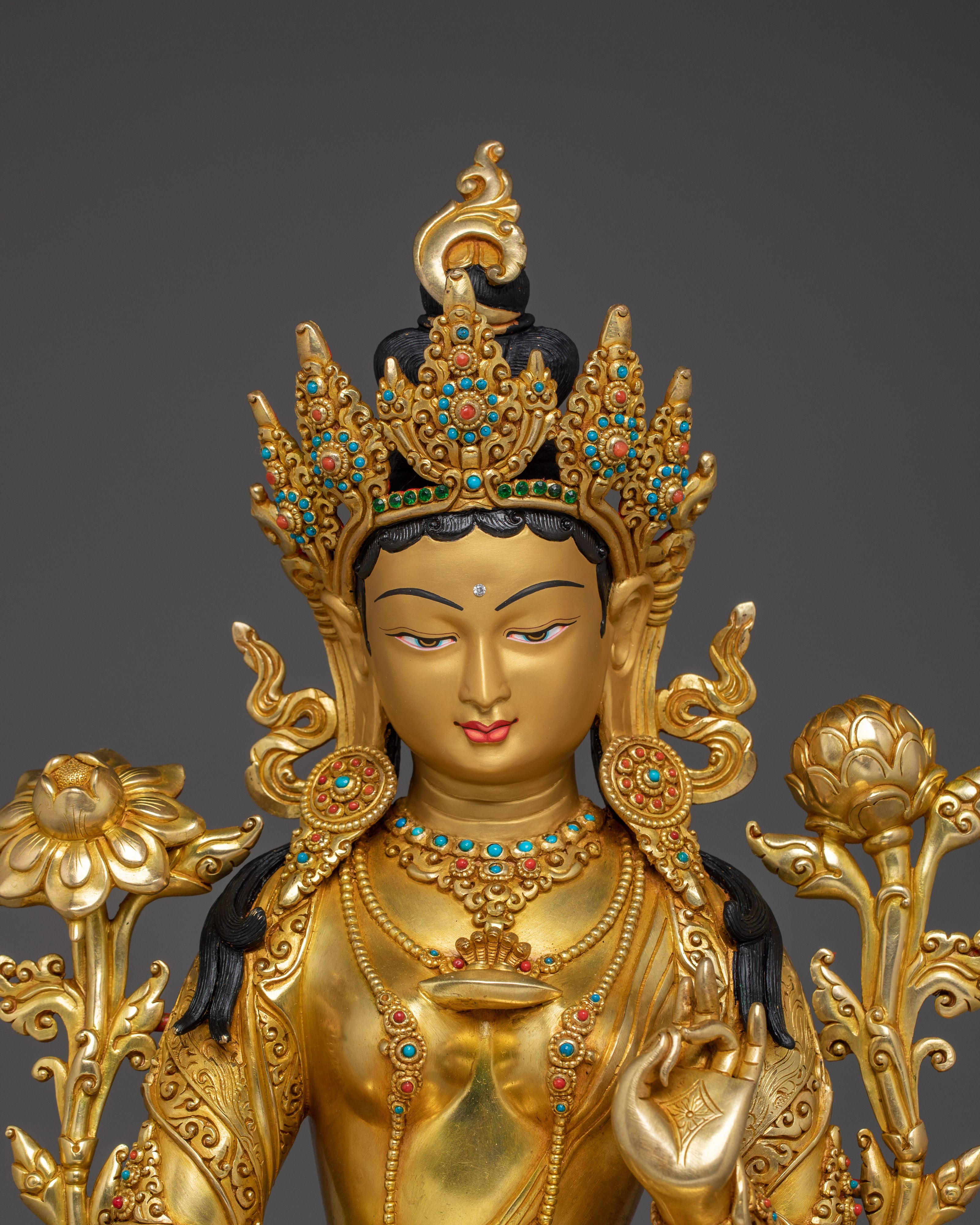 Handcrafted Buddhist Green Tara Art | Compassionate Goddess