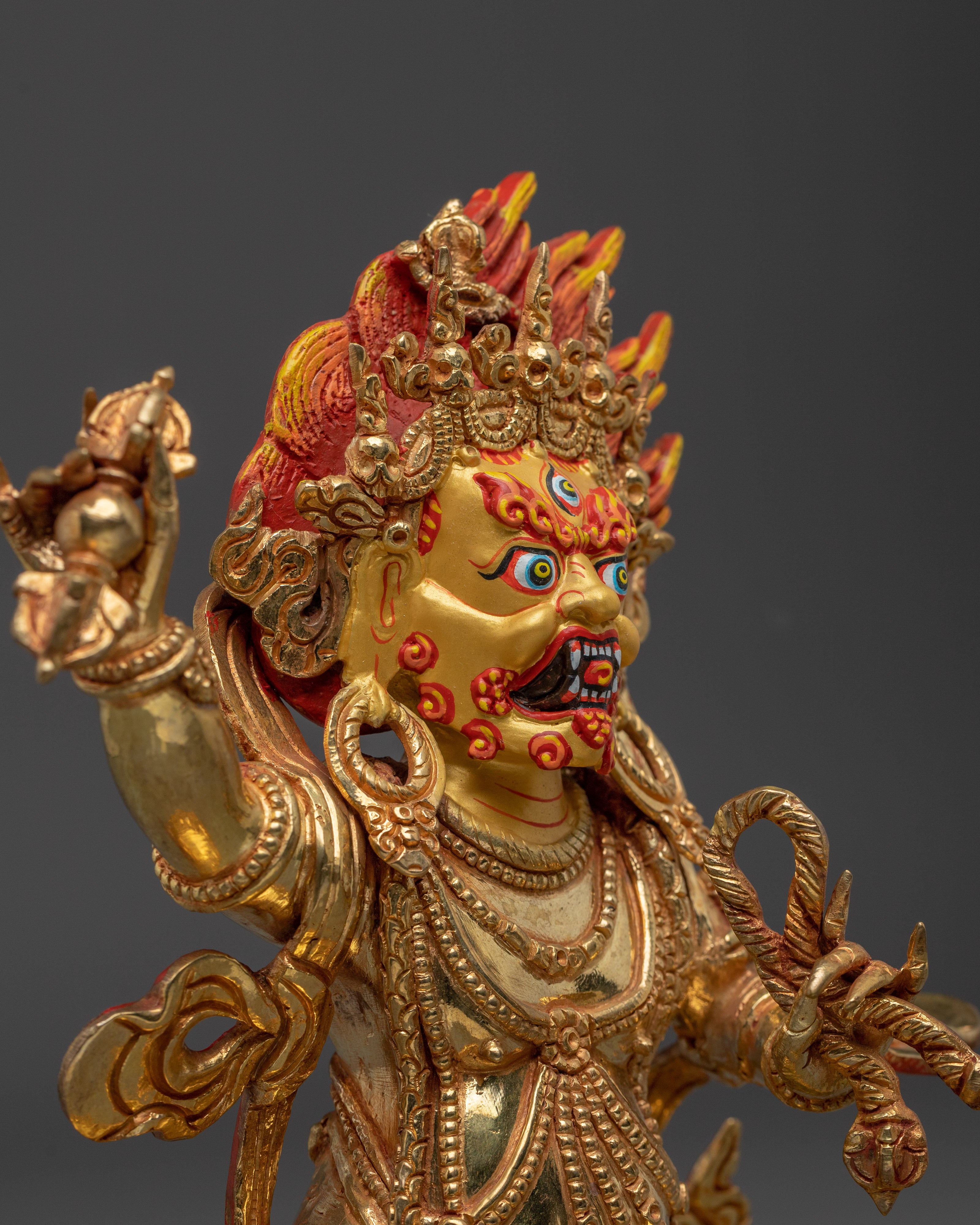 Handcrafted Vajrapani Copper and Gold Statue | Perfect for Spiritual Practice