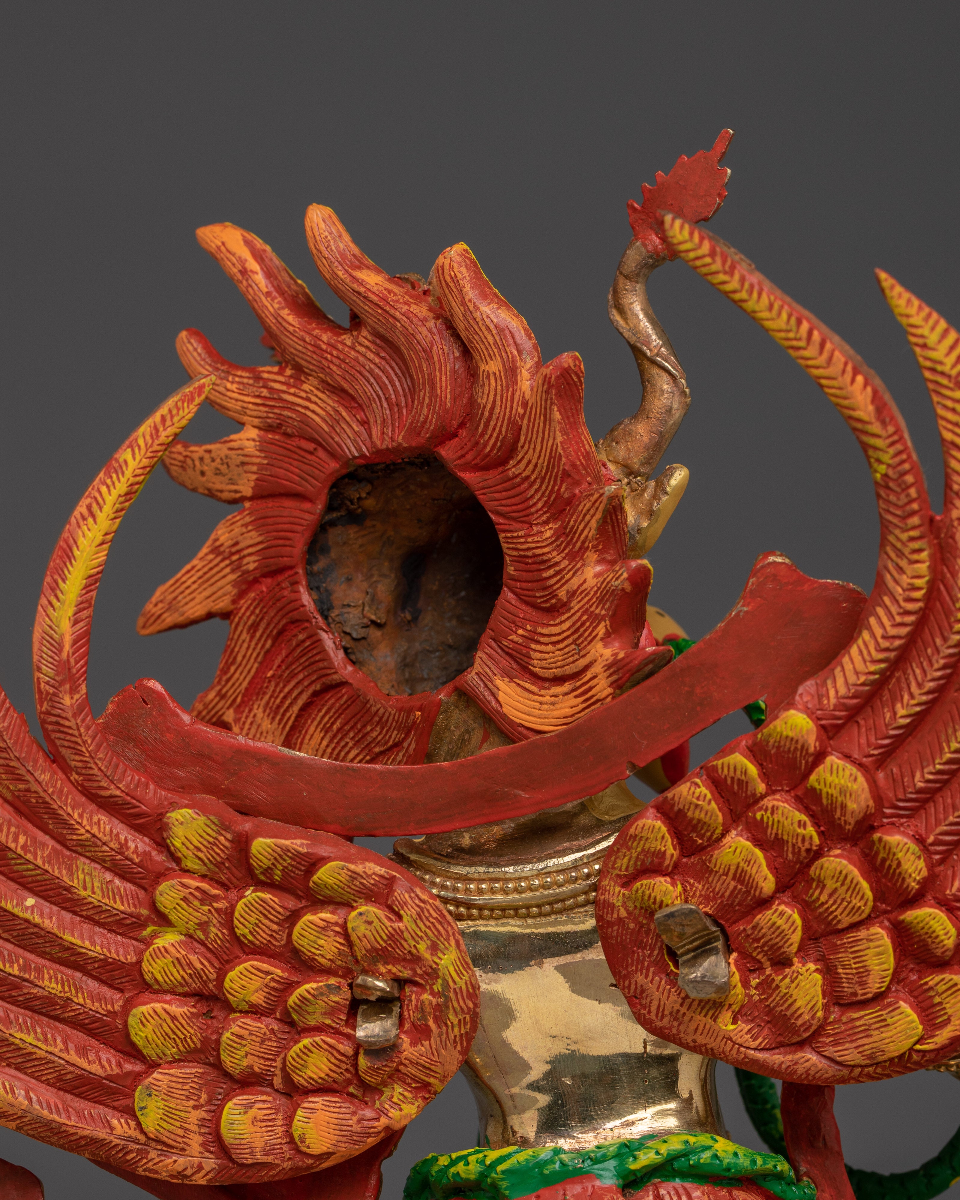 Garuda Statue in 24K Gold and Copper | Powerful Protector Deity for Meditation