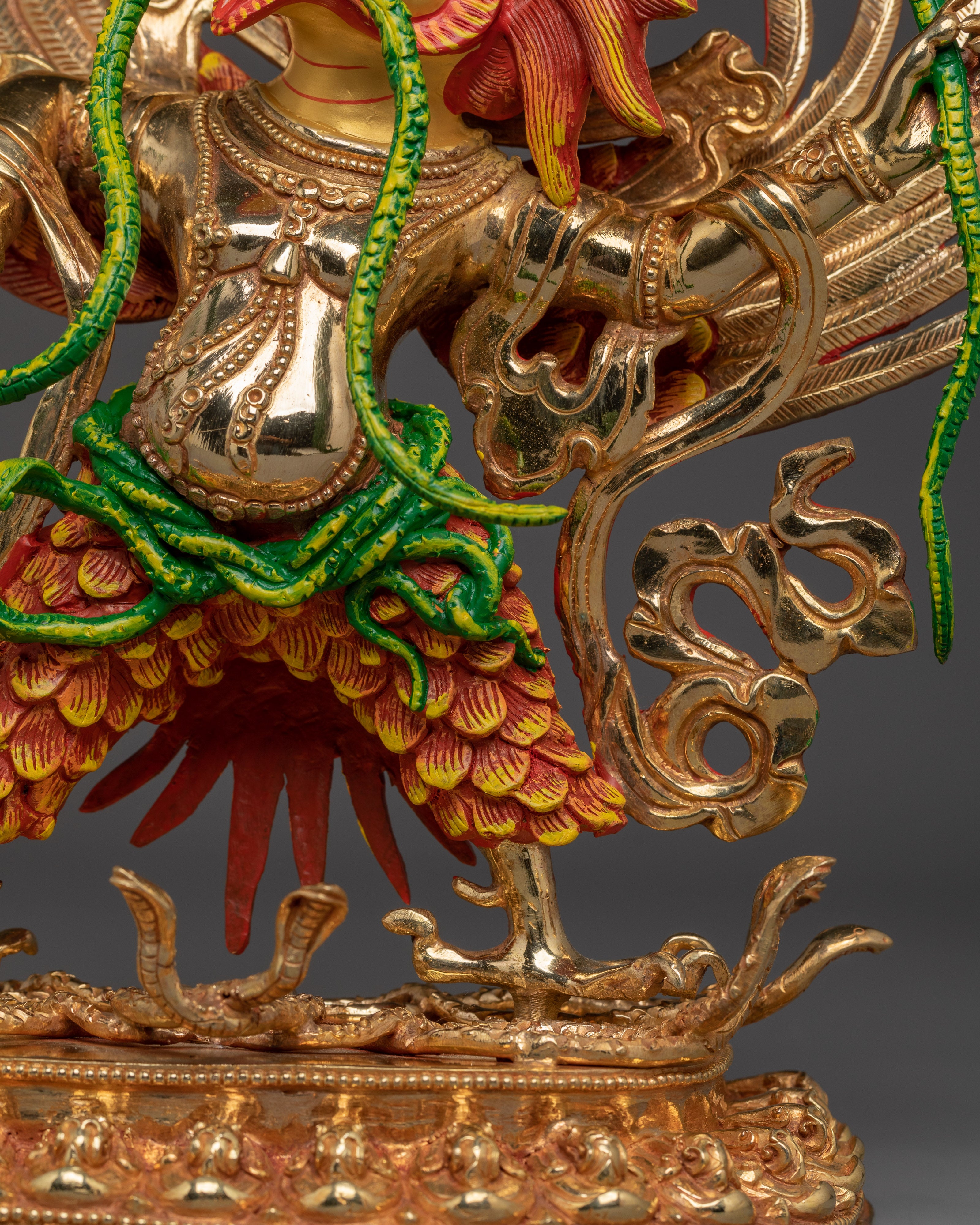 Garuda Statue in 24K Gold and Copper | Powerful Protector Deity for Meditation