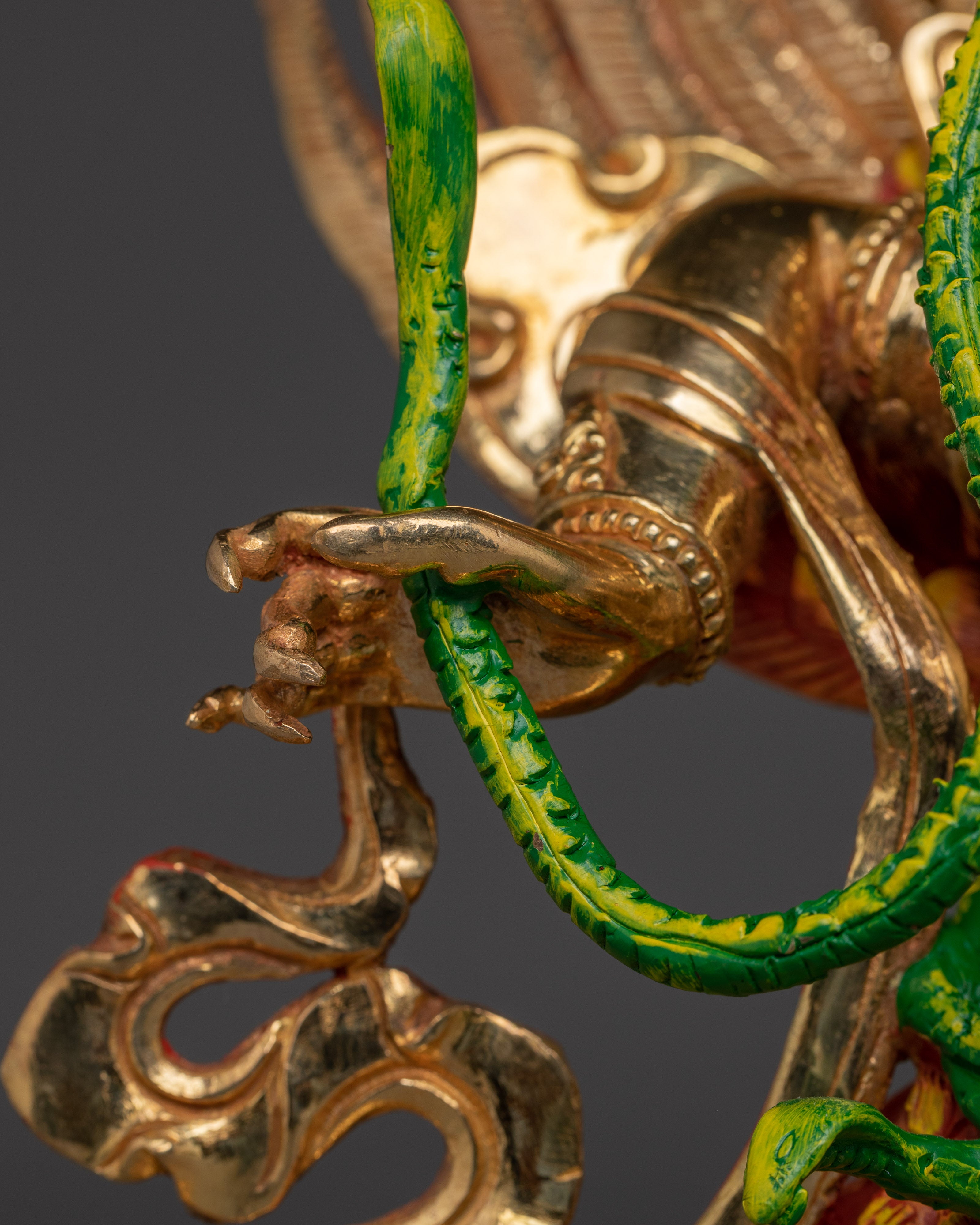 Garuda Statue in 24K Gold and Copper | Powerful Protector Deity for Meditation
