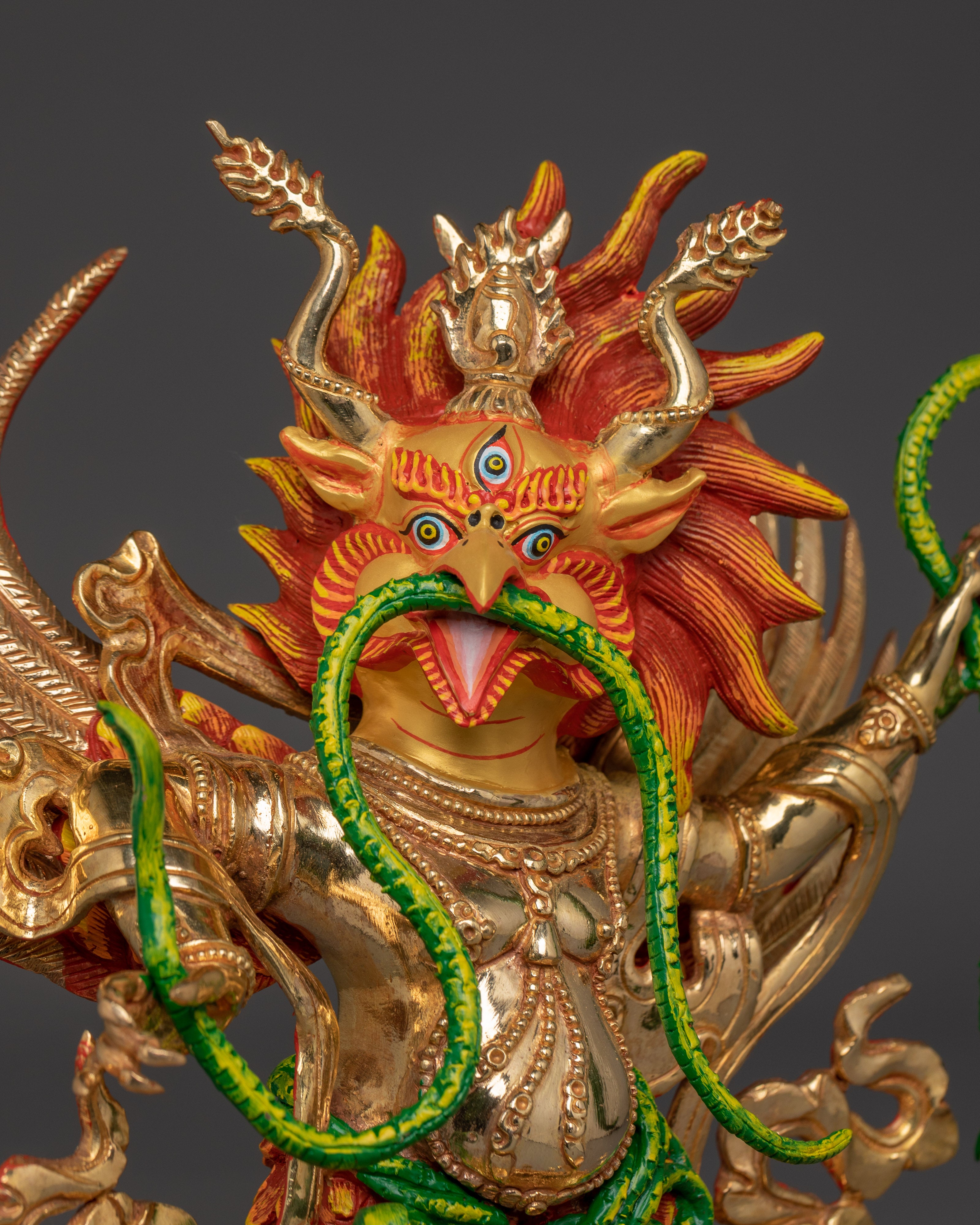 Garuda Statue in 24K Gold and Copper | Powerful Protector Deity for Meditation