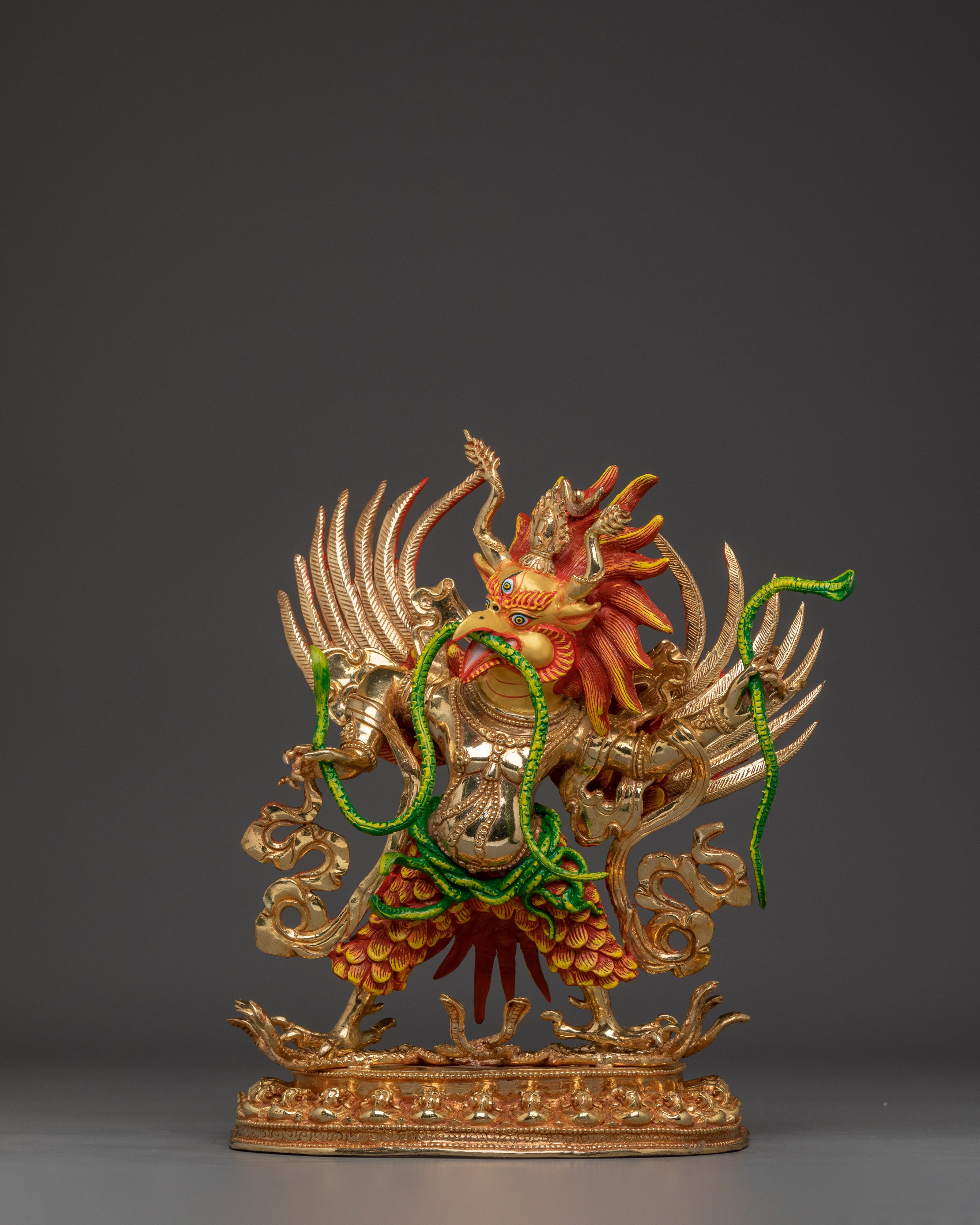 Garuda Statue in 24K Gold and Copper | Powerful Protector Deity for Meditation