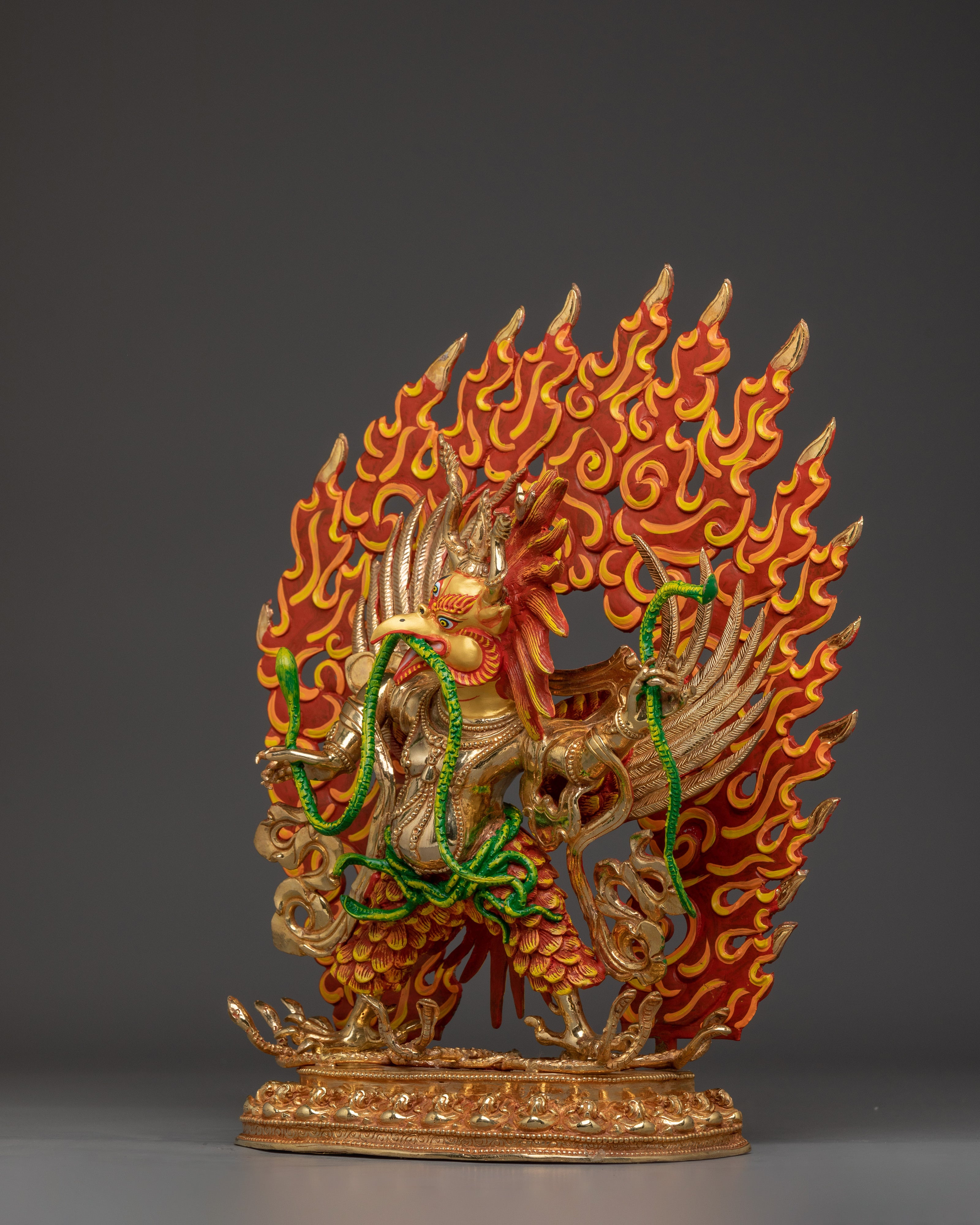 Garuda Statue in 24K Gold and Copper | Powerful Protector Deity for Meditation