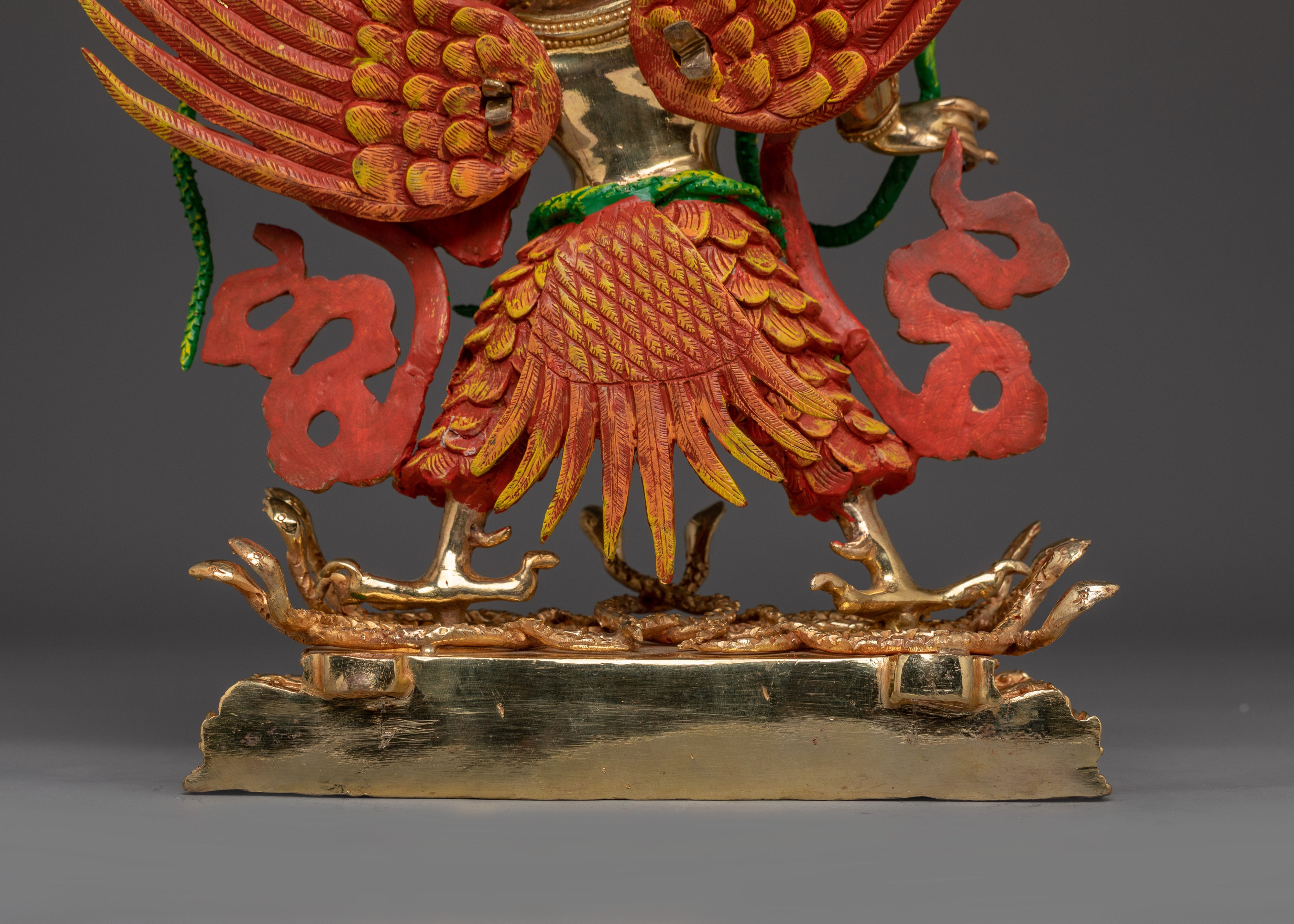 Garuda Statue in 24K Gold and Copper | Powerful Protector Deity for Meditation