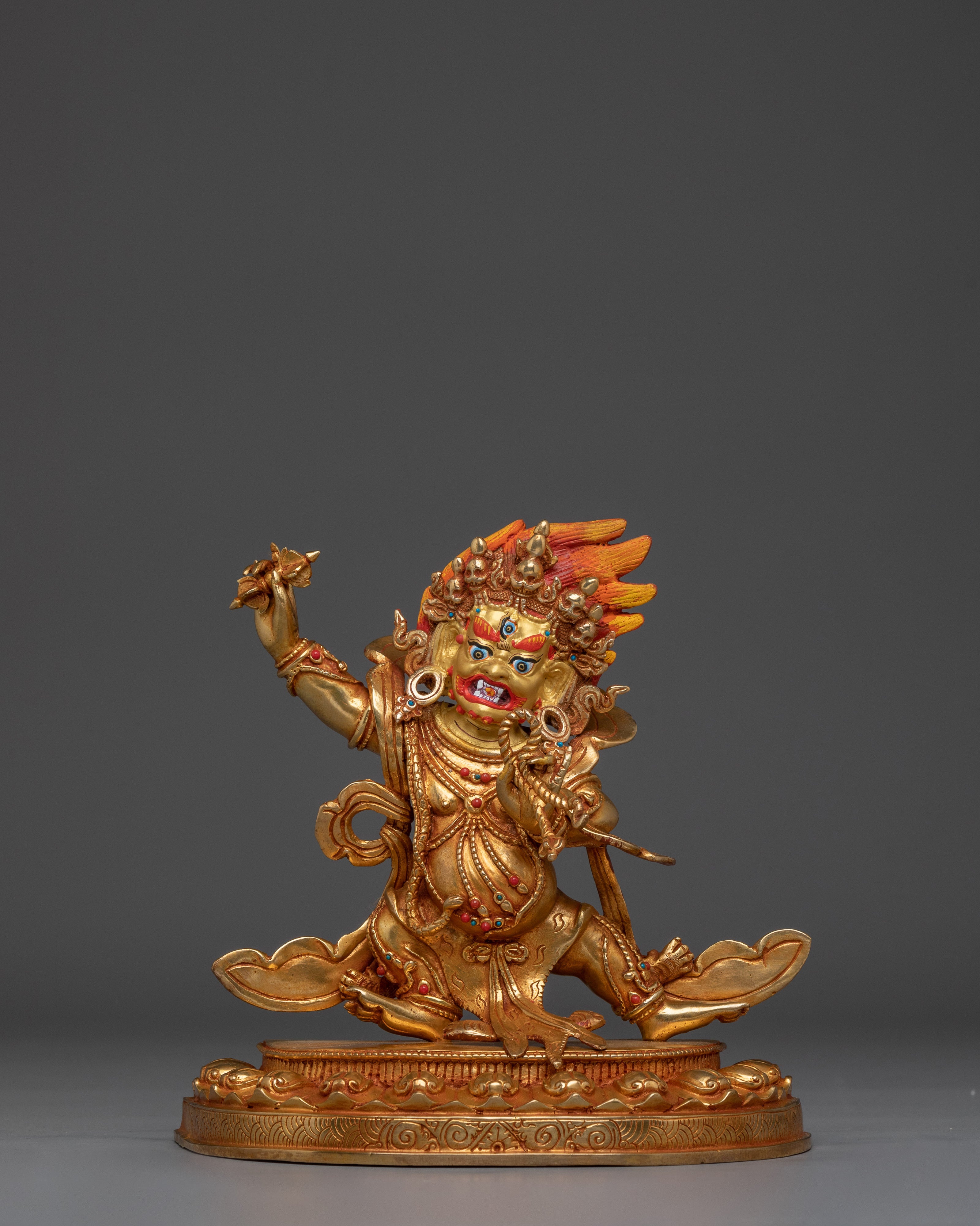 Vajrapani Copper Statue with 24K Gold Gilding | Spiritual Protector Deity for Meditation