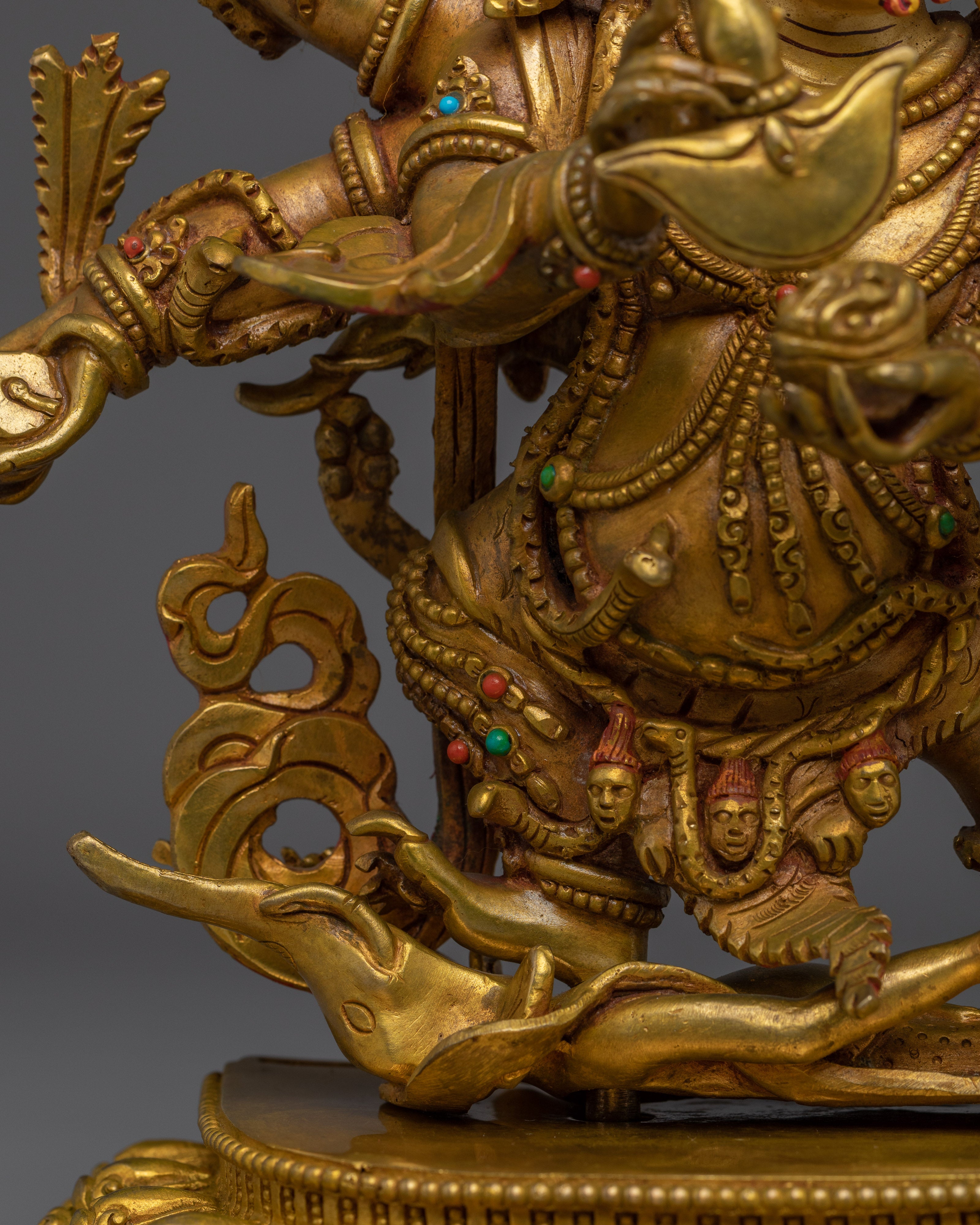 Six-Armed Mahakala Statue in 24K Gold Gilding | Transformation, and Spiritual Enlightenment