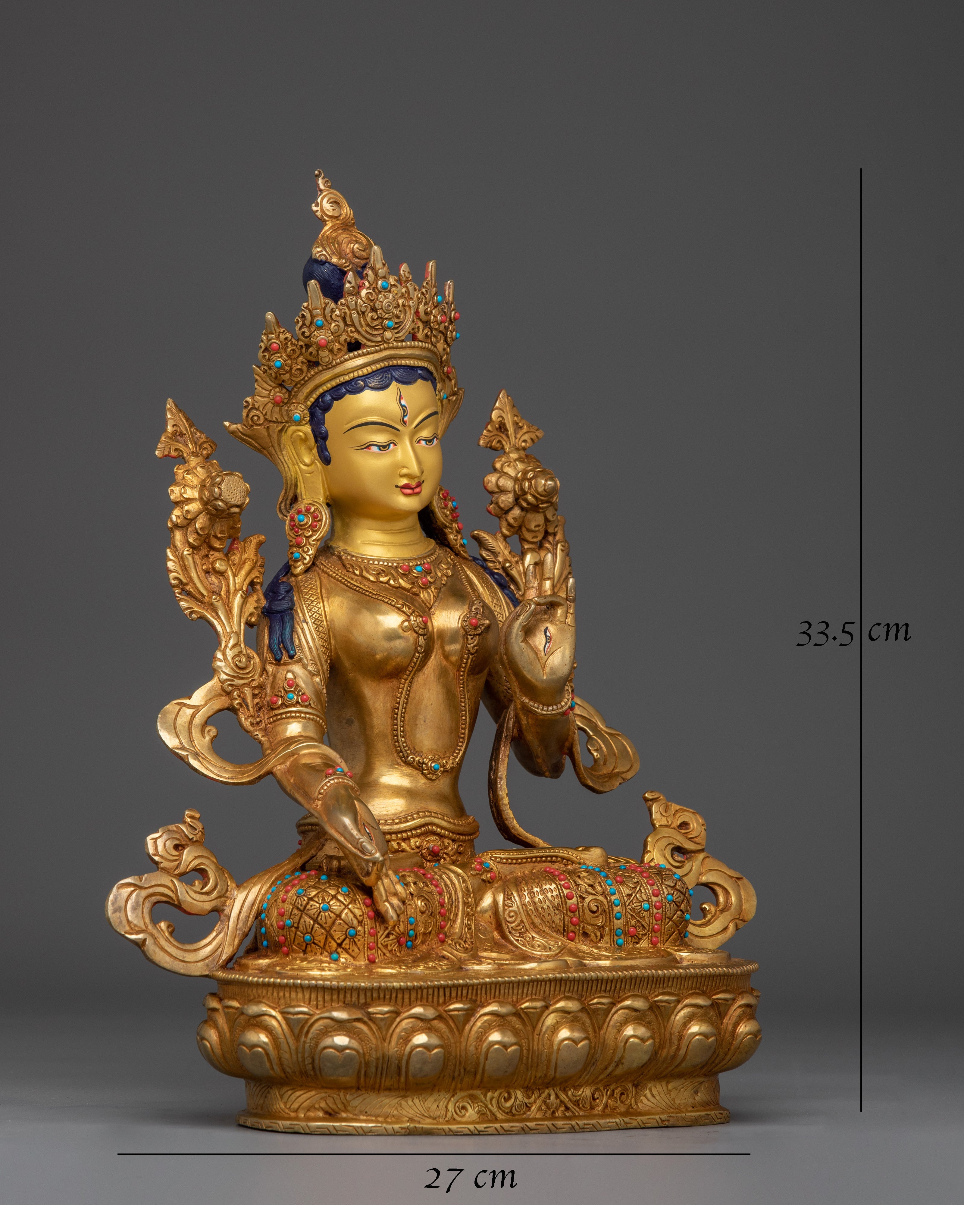 White Tara Statue With Copper Body