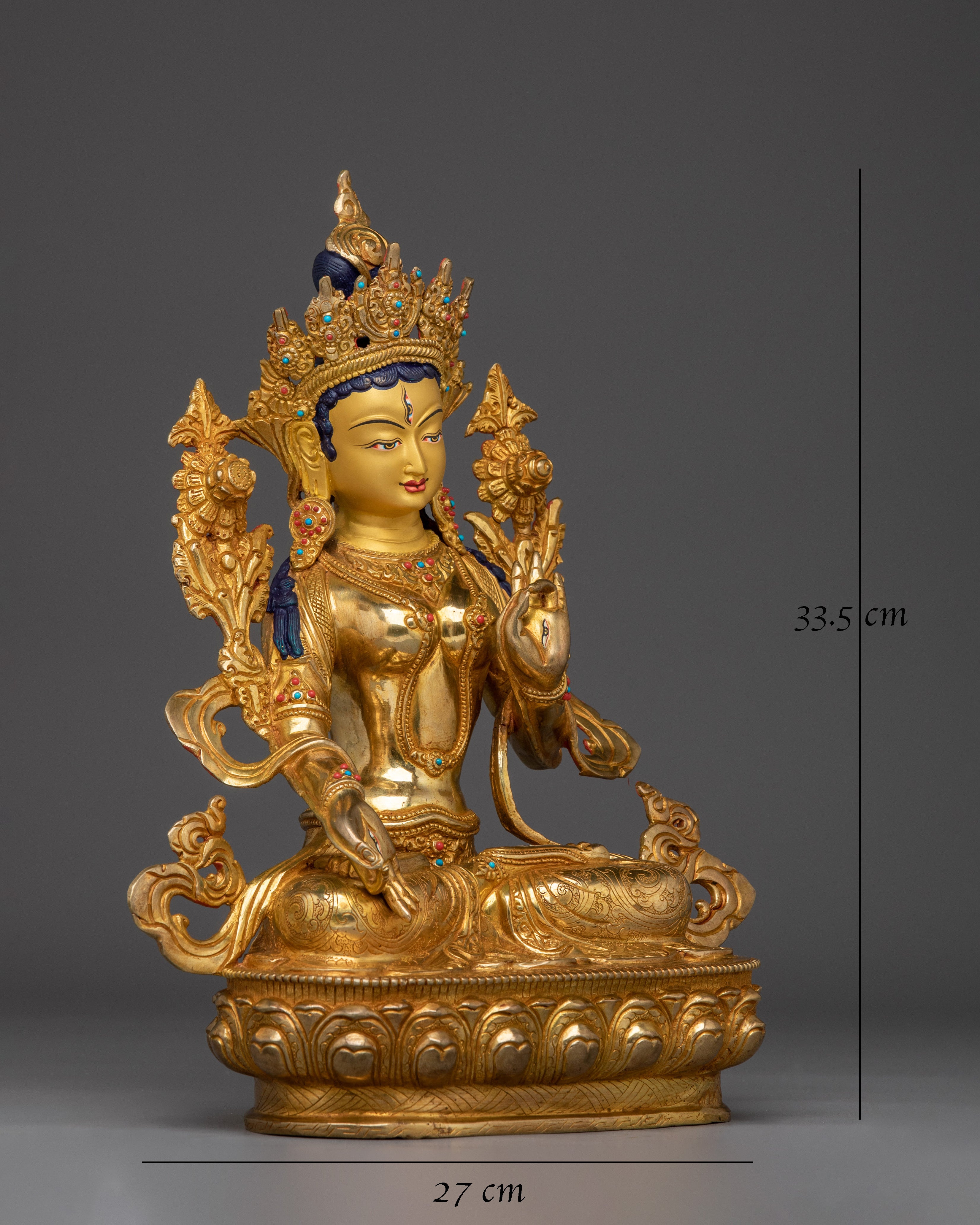 Compassion Deity White Tara Statue with Copper Body