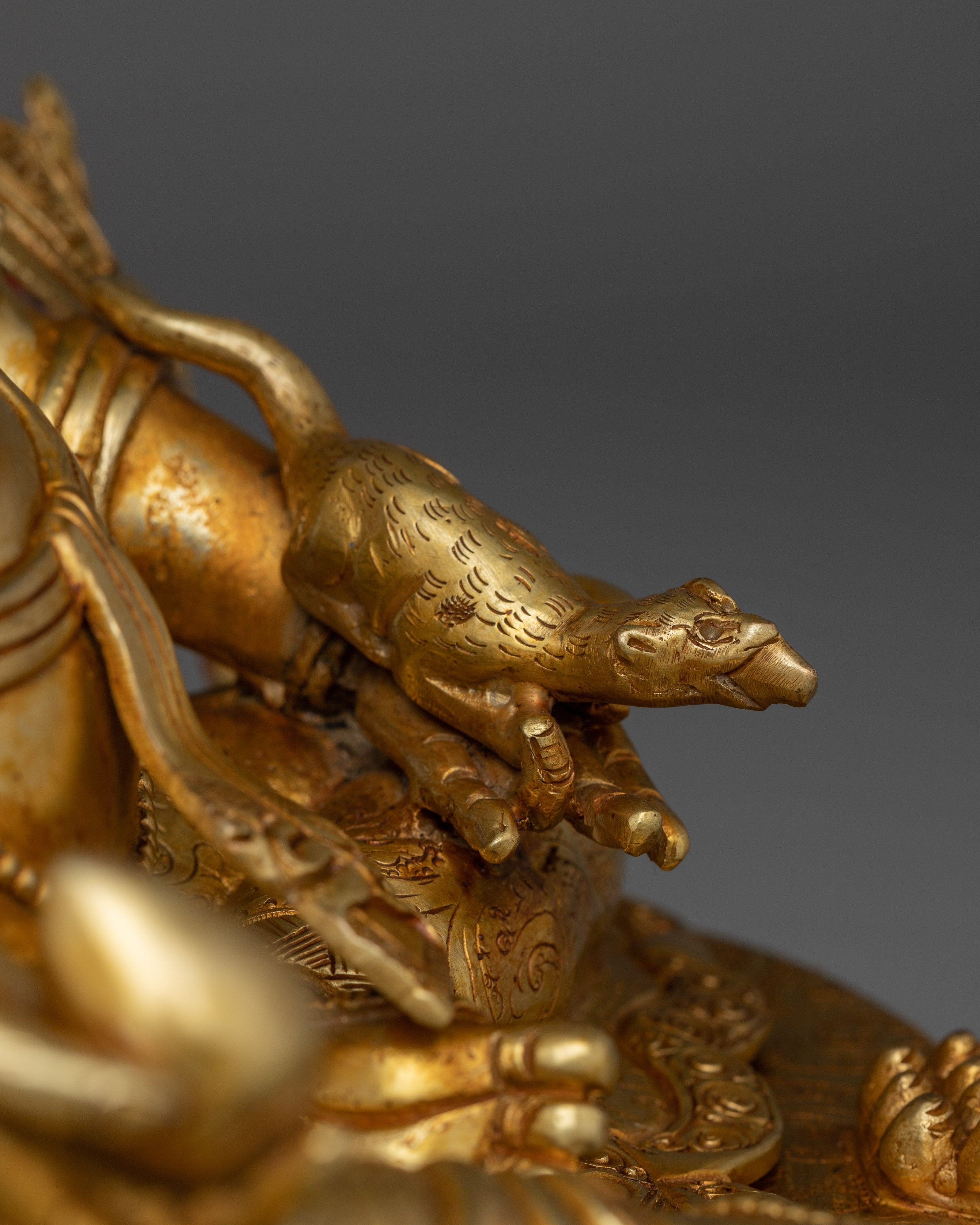 Wealth Lord Dzambhala Golden Statue | Guardian of the Wealth