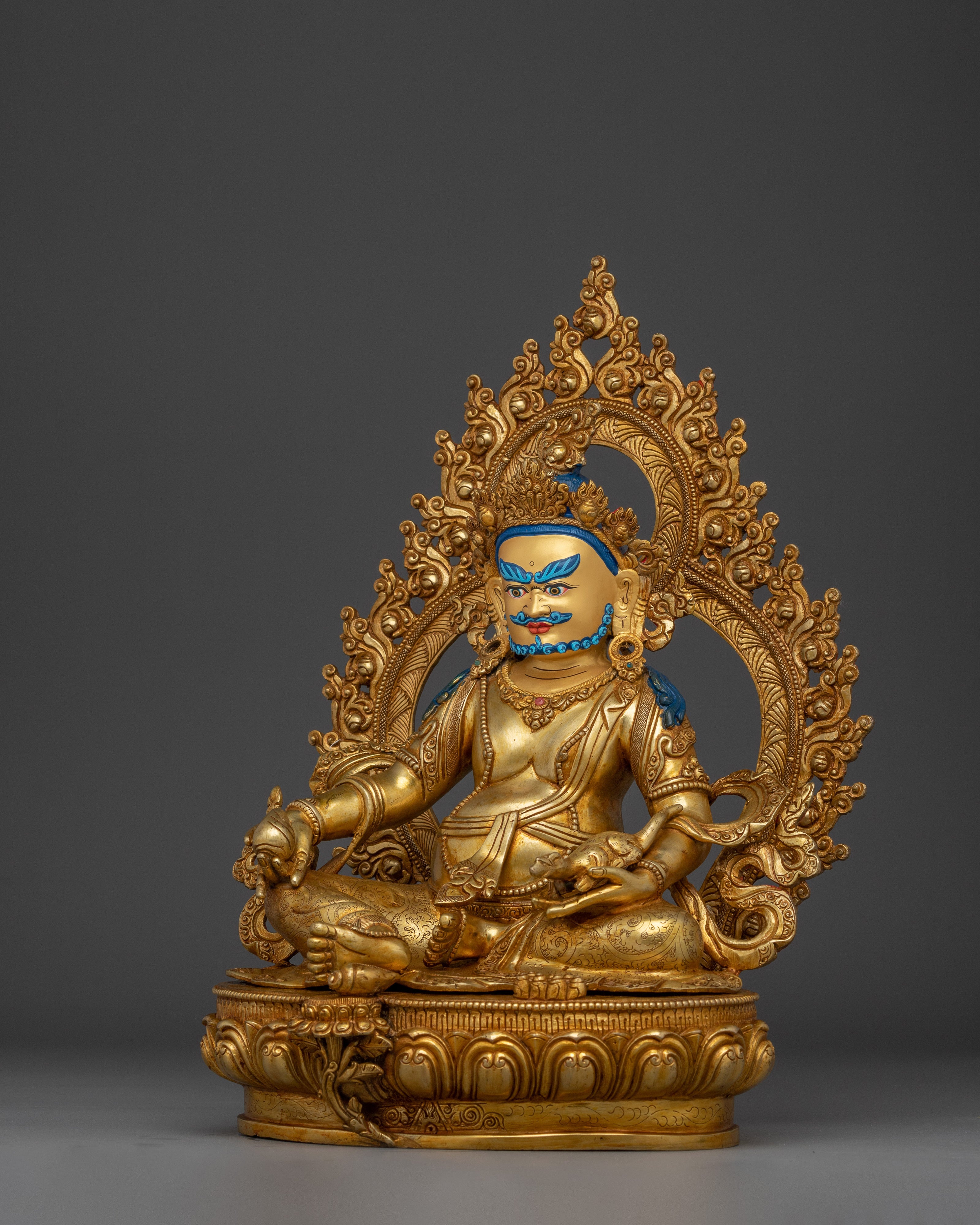 Wealth Lord Dzambhala Golden Statue | Guardian of the Wealth