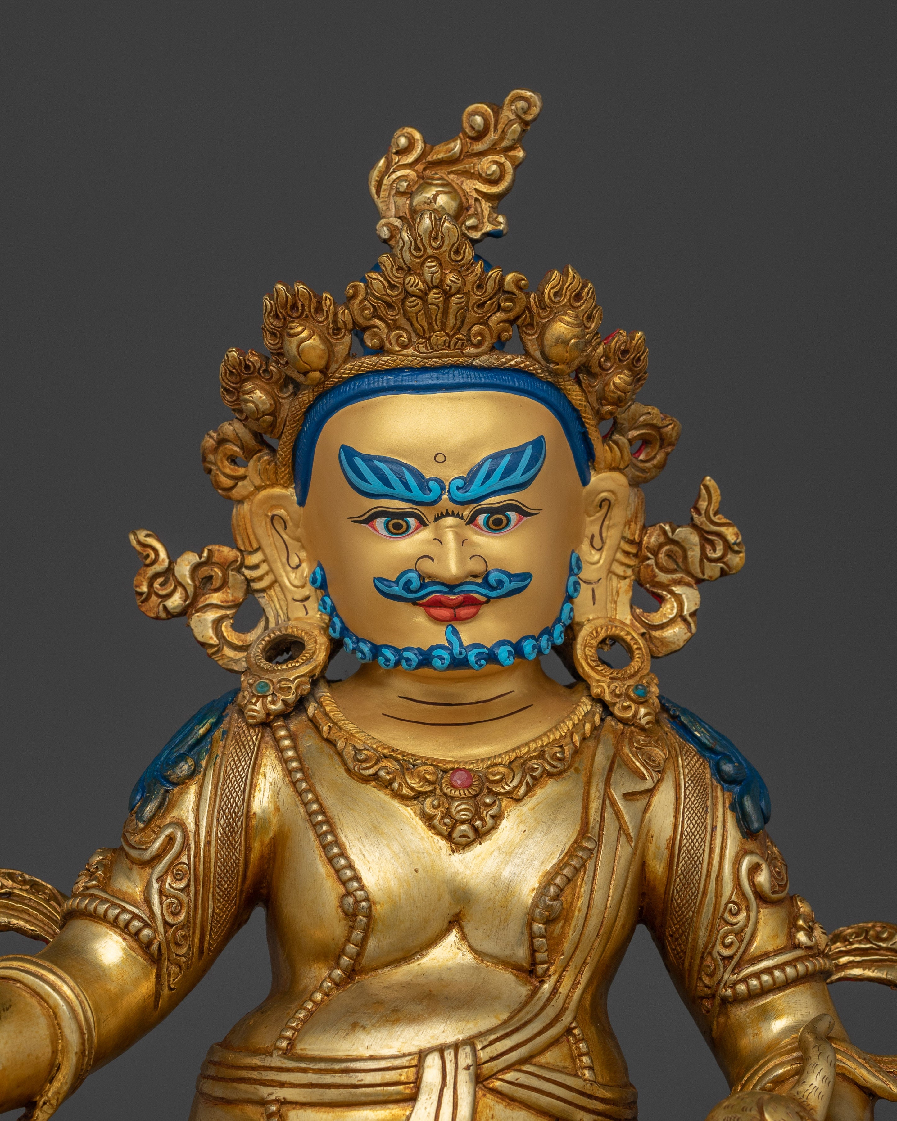 Wealth Lord Dzambhala Golden Statue | Guardian of the Wealth