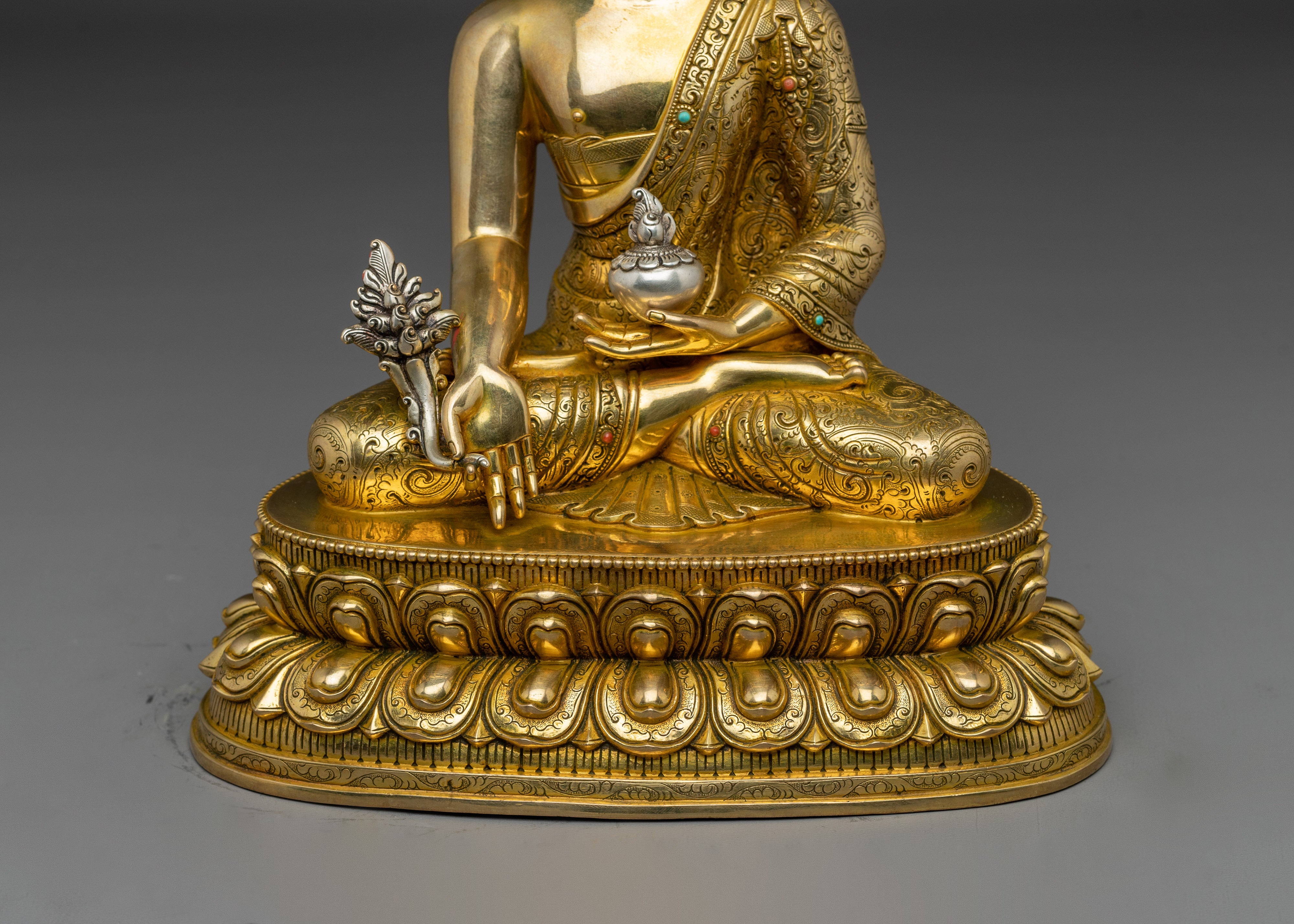 11 Inch Nepalese Artwork of Medicine Buddha | Sanye Menla Statue