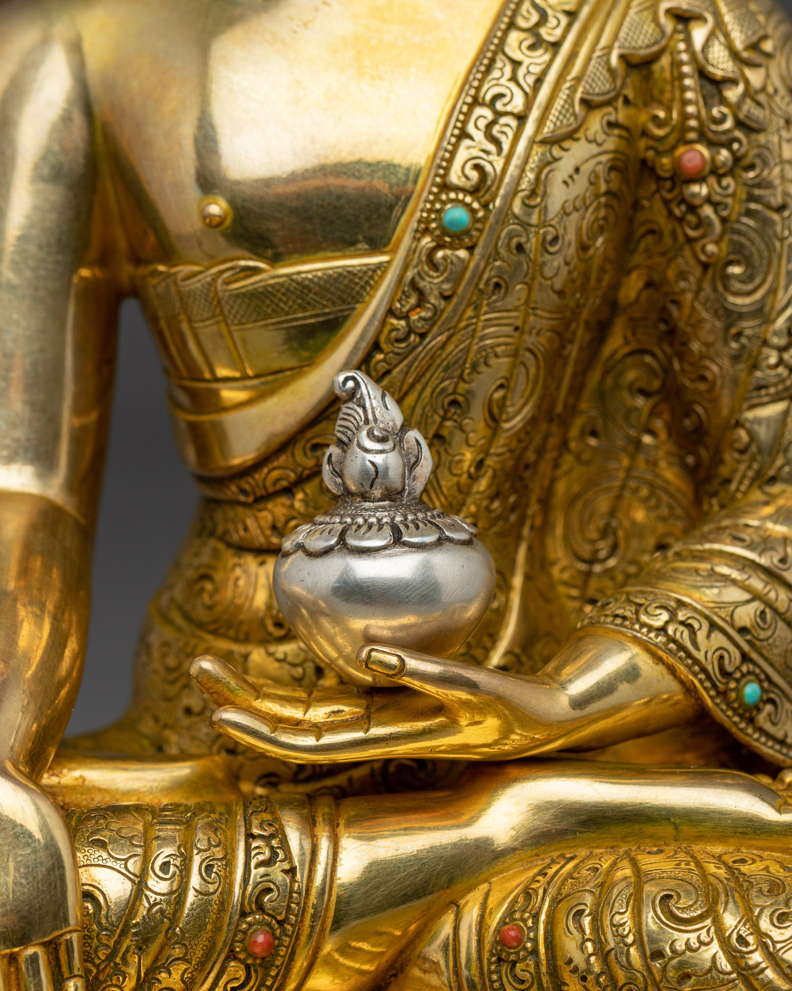 Golden Three Buddha Statue Set | Enlightened Buddha Trinity