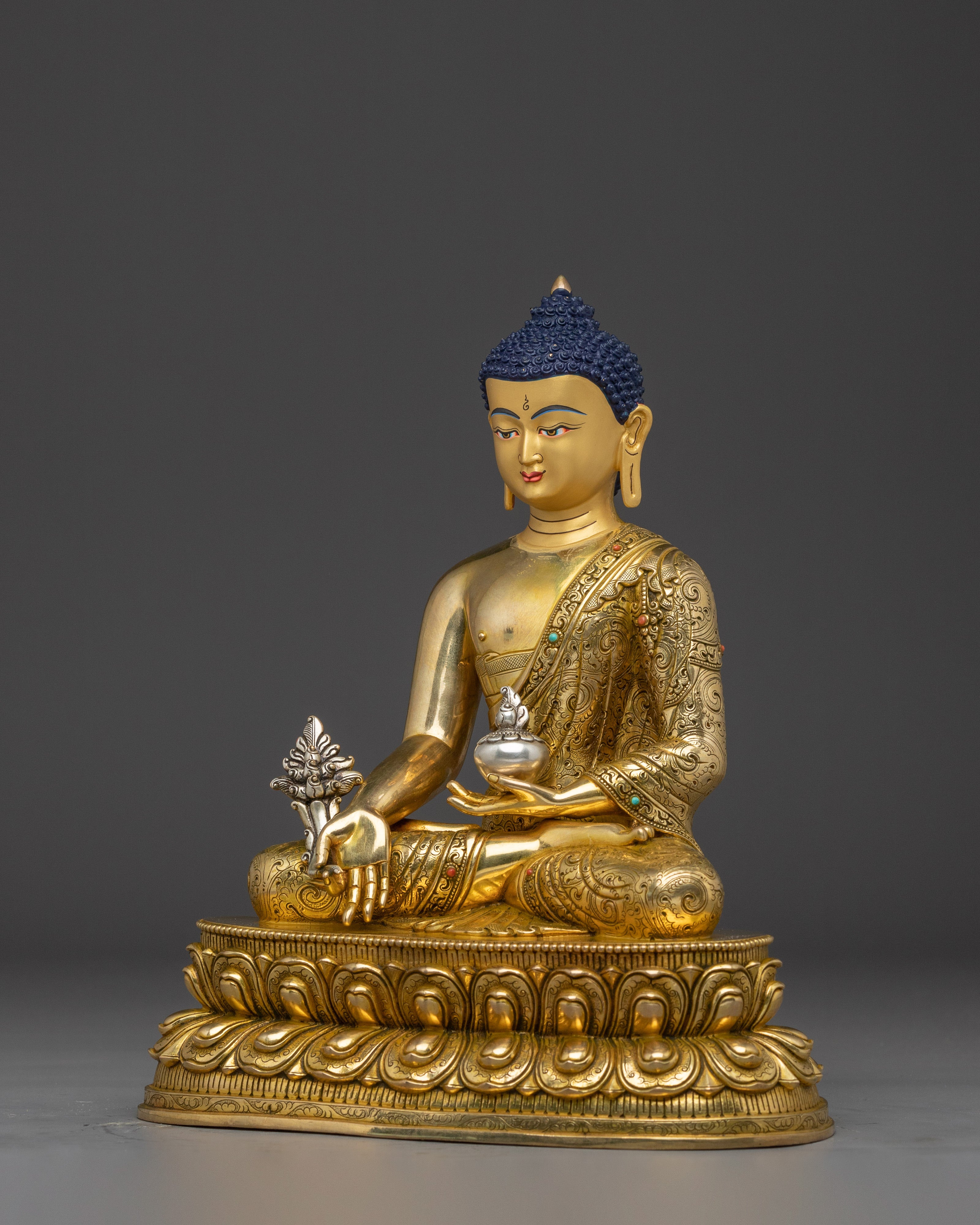11 Inch Nepalese Artwork of Medicine Buddha | Sanye Menla Statue