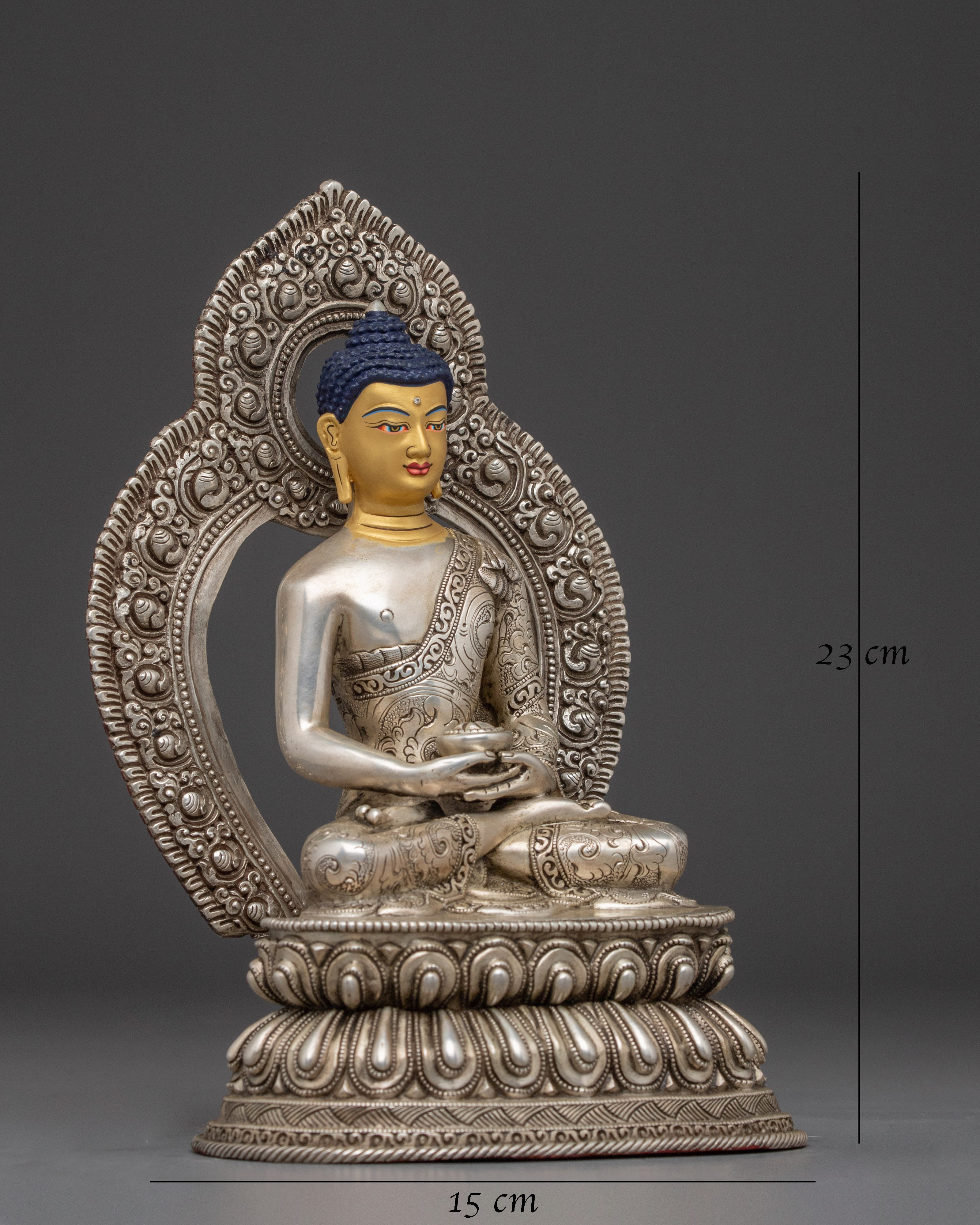 Amitabha Buddha Silver Statue