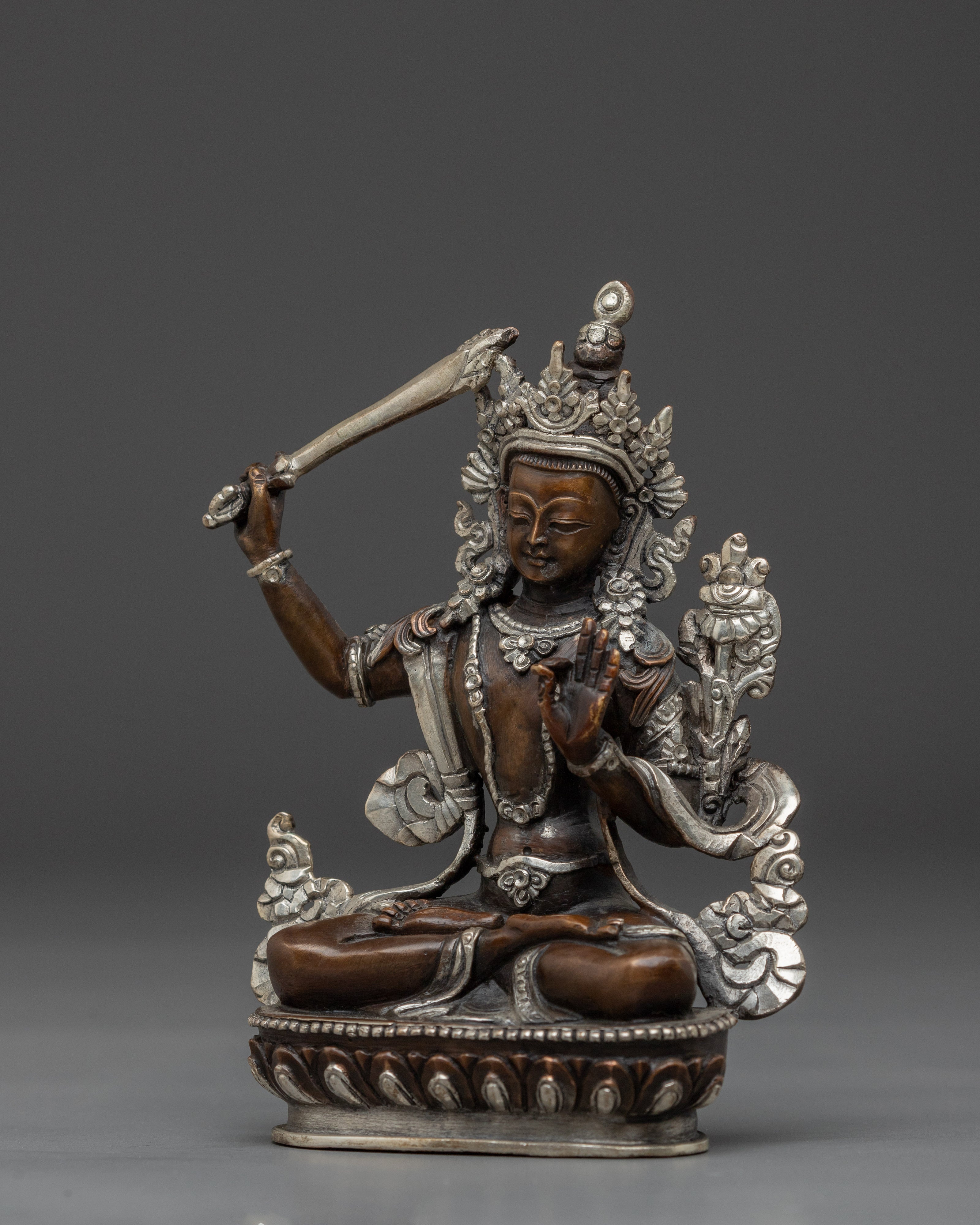Black Oxidized Manjushri Statue | Embodiment of Wisdom
