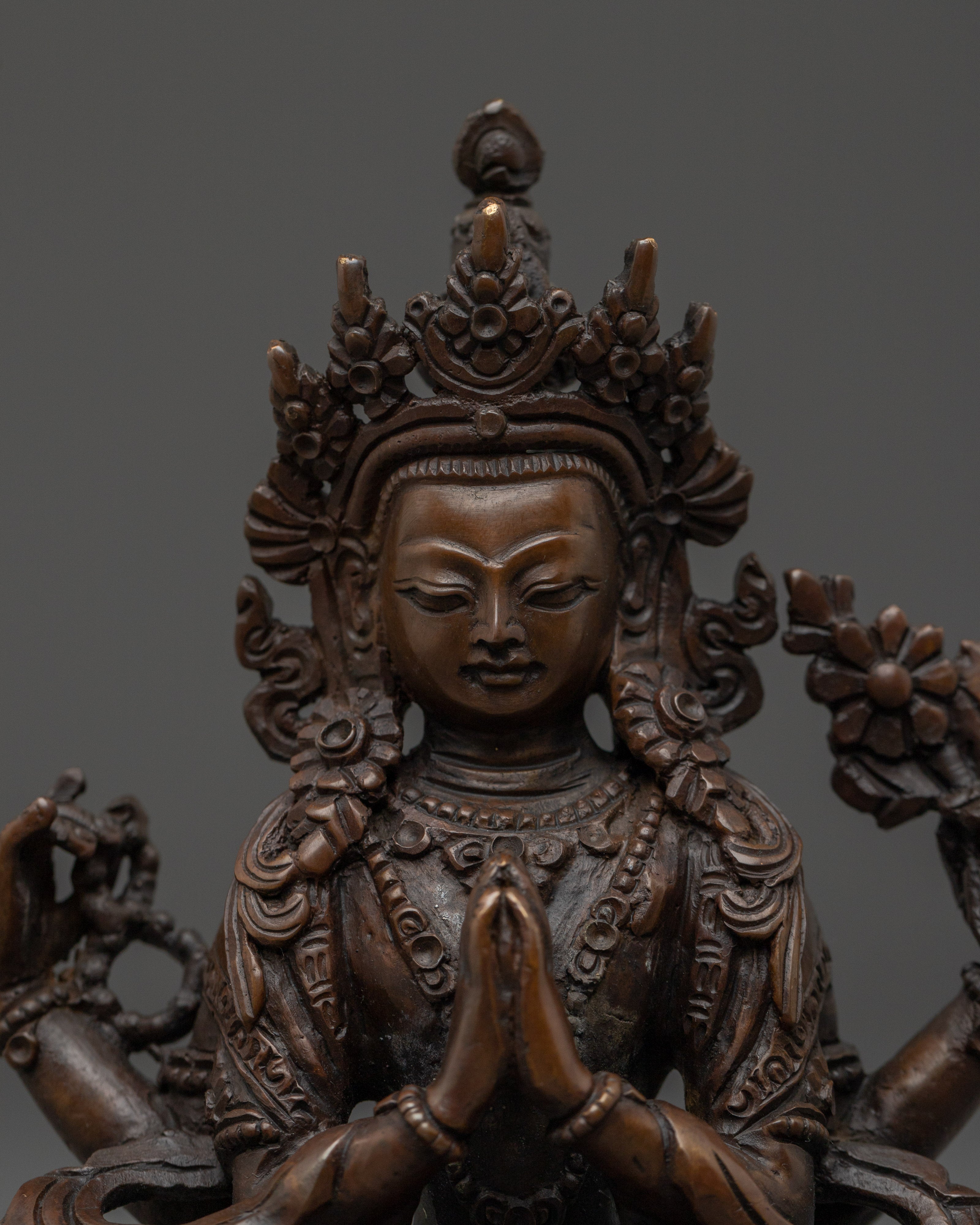 Compassion Bodhisattva Chenrezig Statue | AValokiteshvara Handmade Artwork
