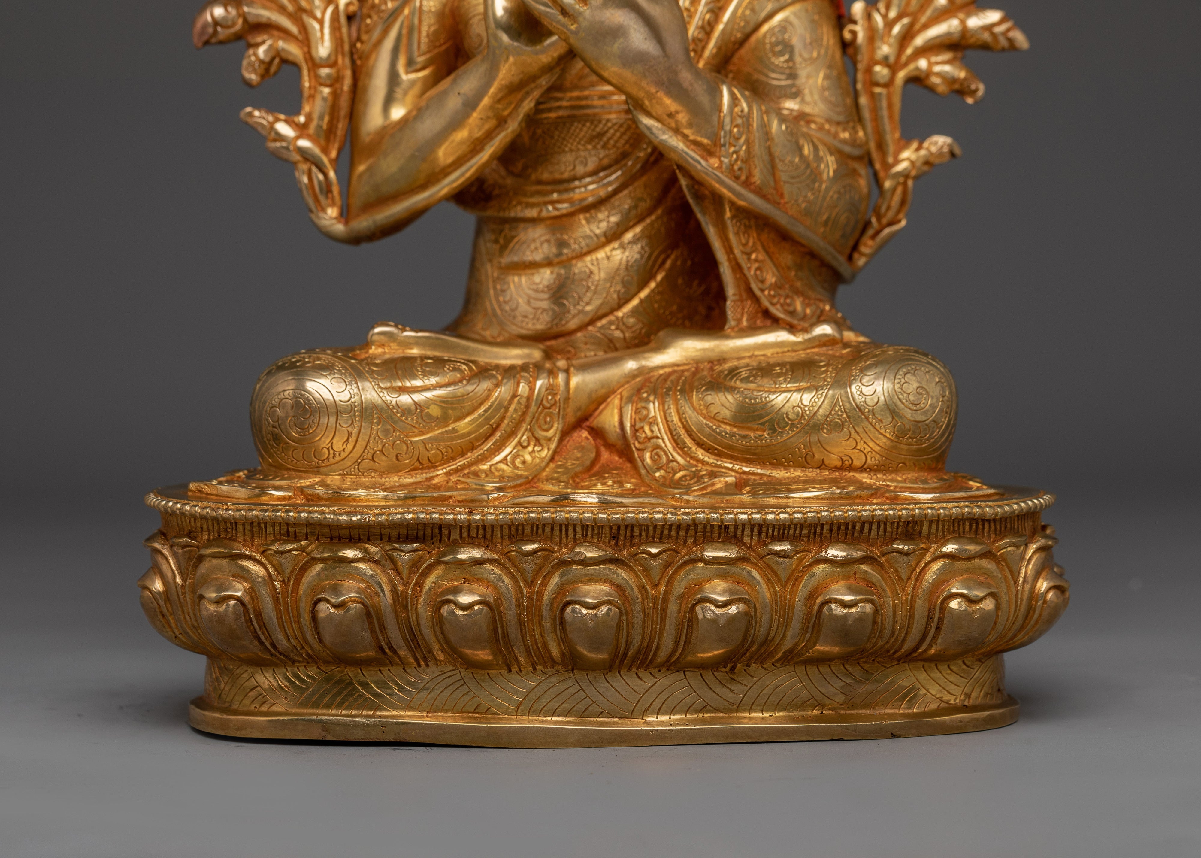 24K Gold Gilded Tsongkhapa Statue | Meditation and Spiritual Enlightenment