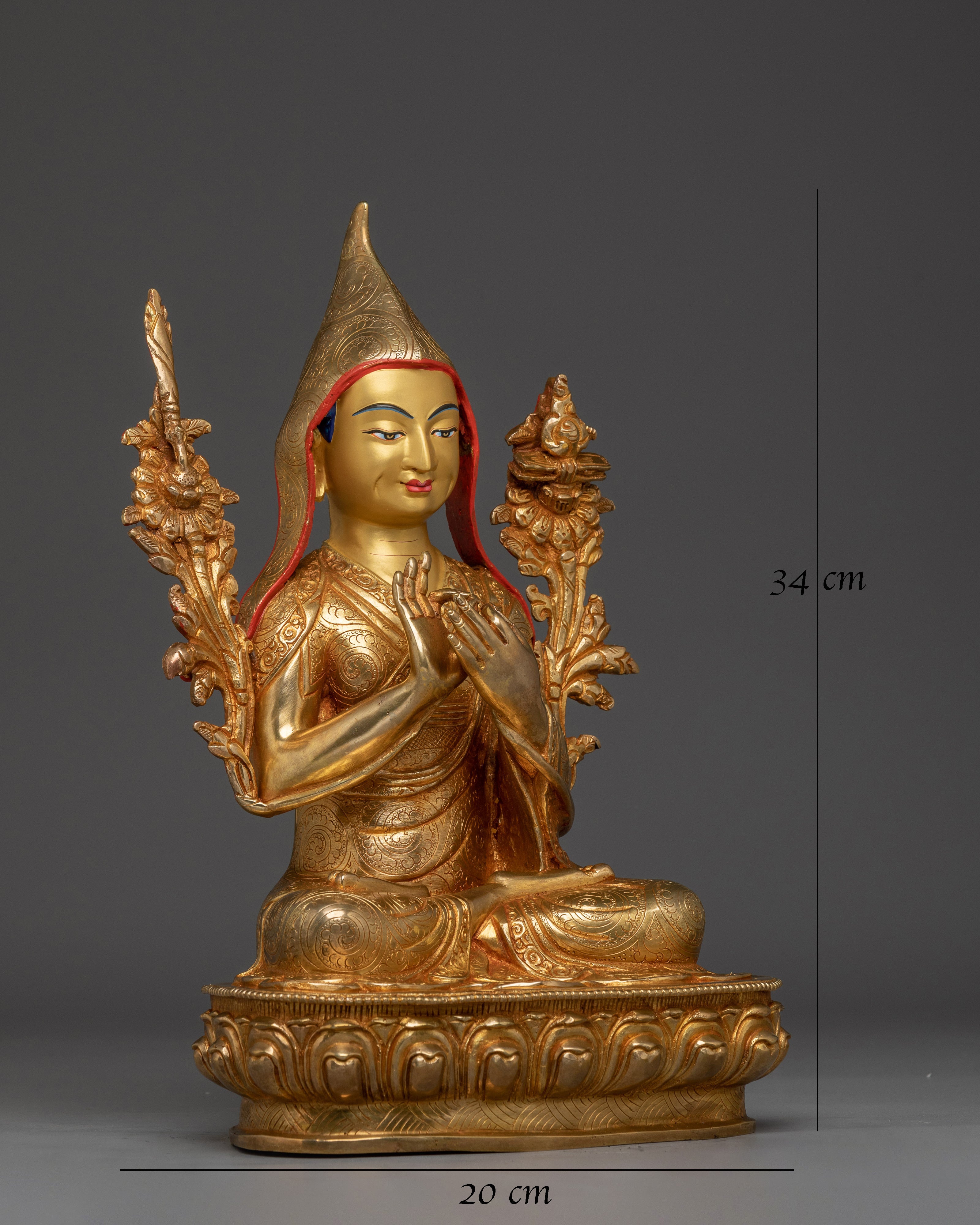 24K Gold Gilded Tsongkhapa Statue