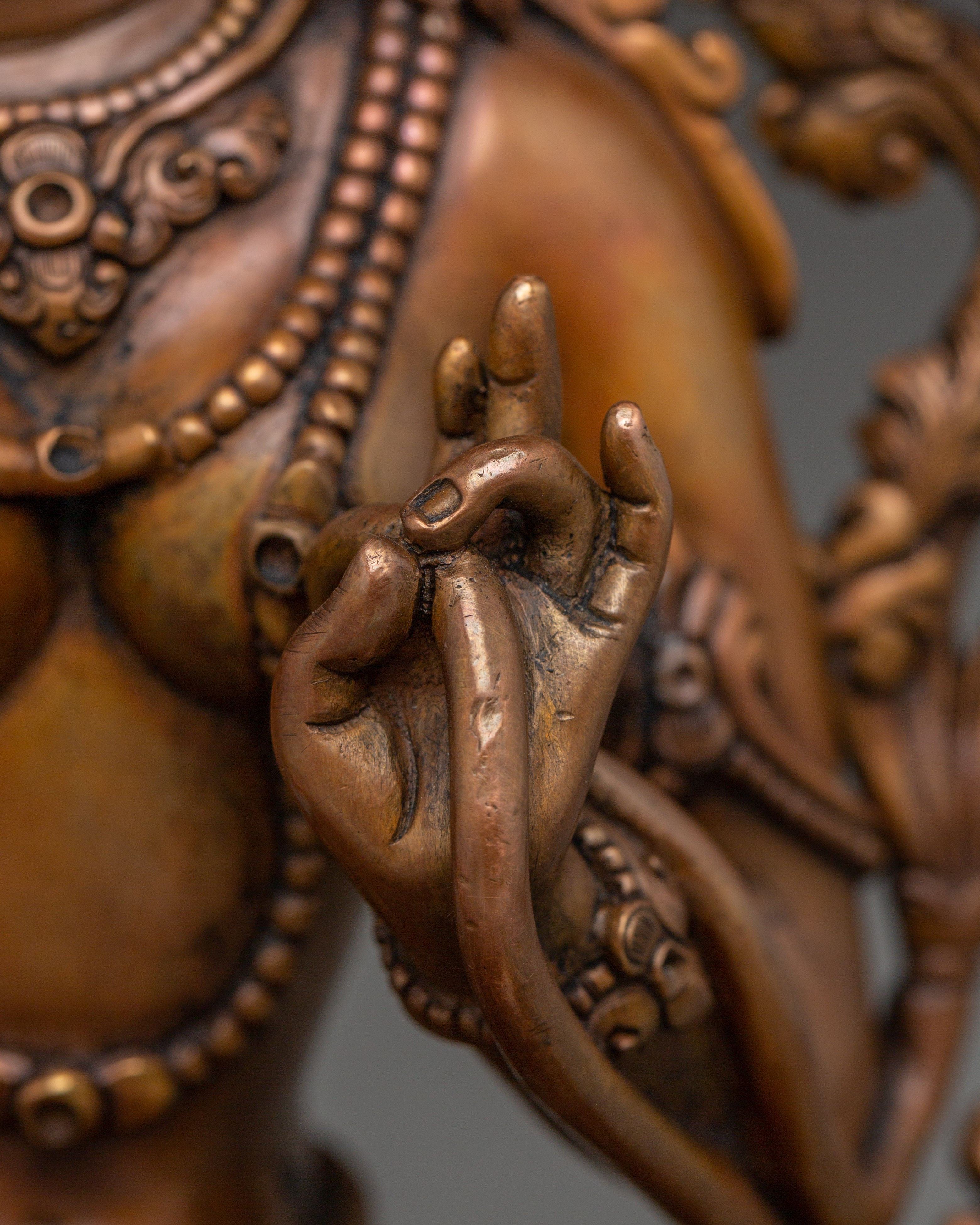 Handcrafted Oxidized Copper Green Tara Statue | Embodies Compassion and Protection