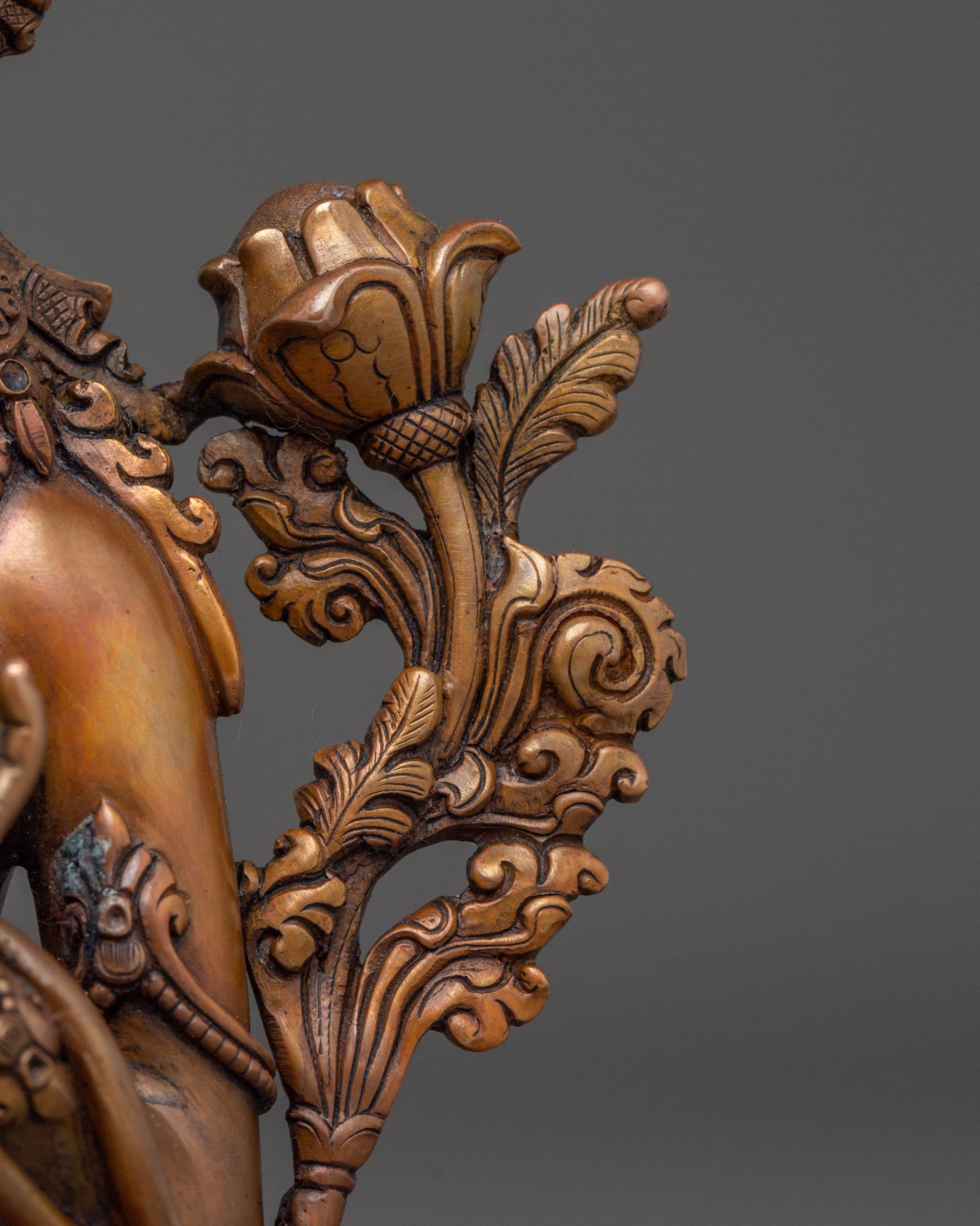 Handcrafted Oxidized Copper Green Tara Statue | Embodies Compassion and Protection