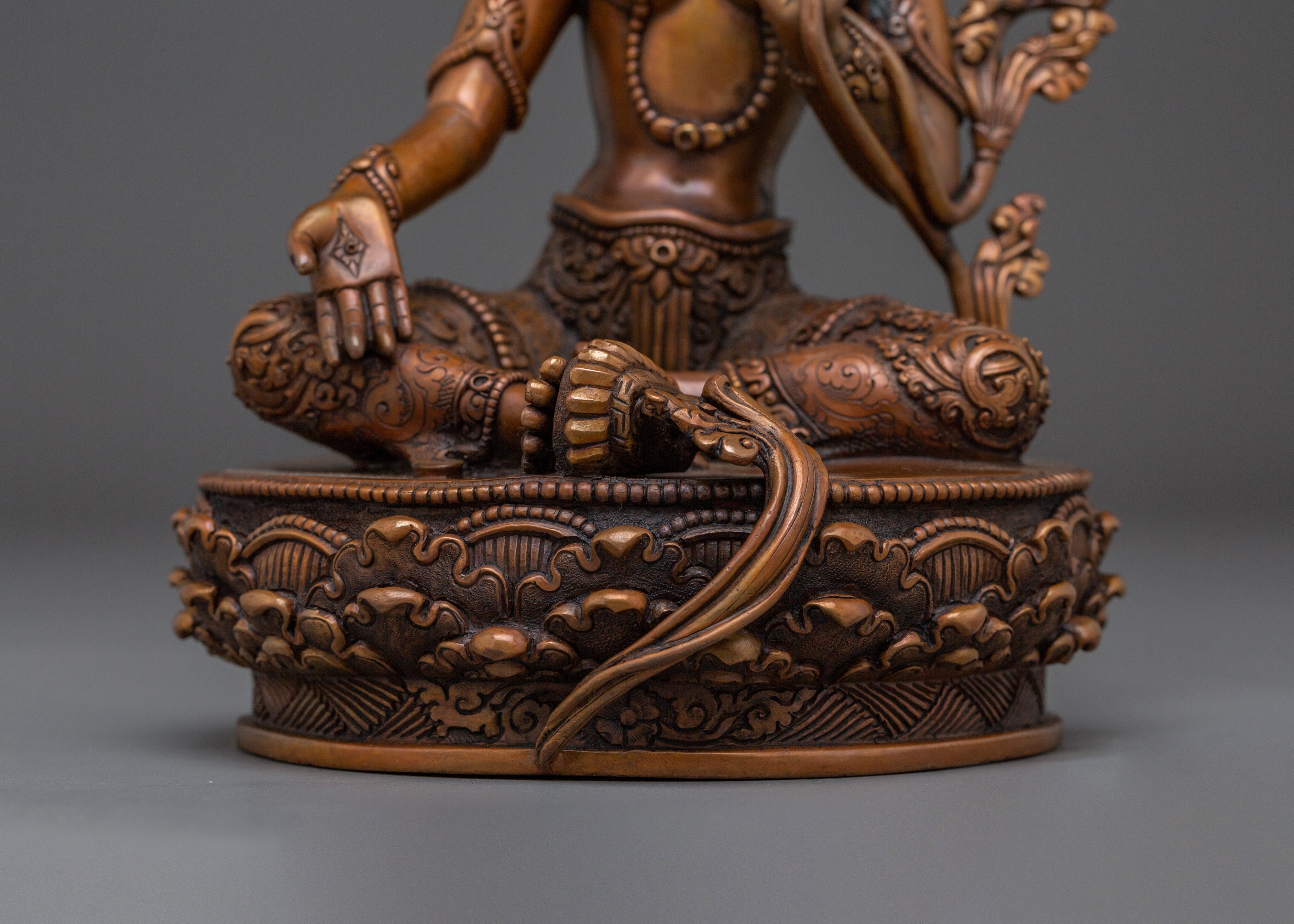 Handcrafted Oxidized Copper Green Tara Statue | Embodies Compassion and Protection