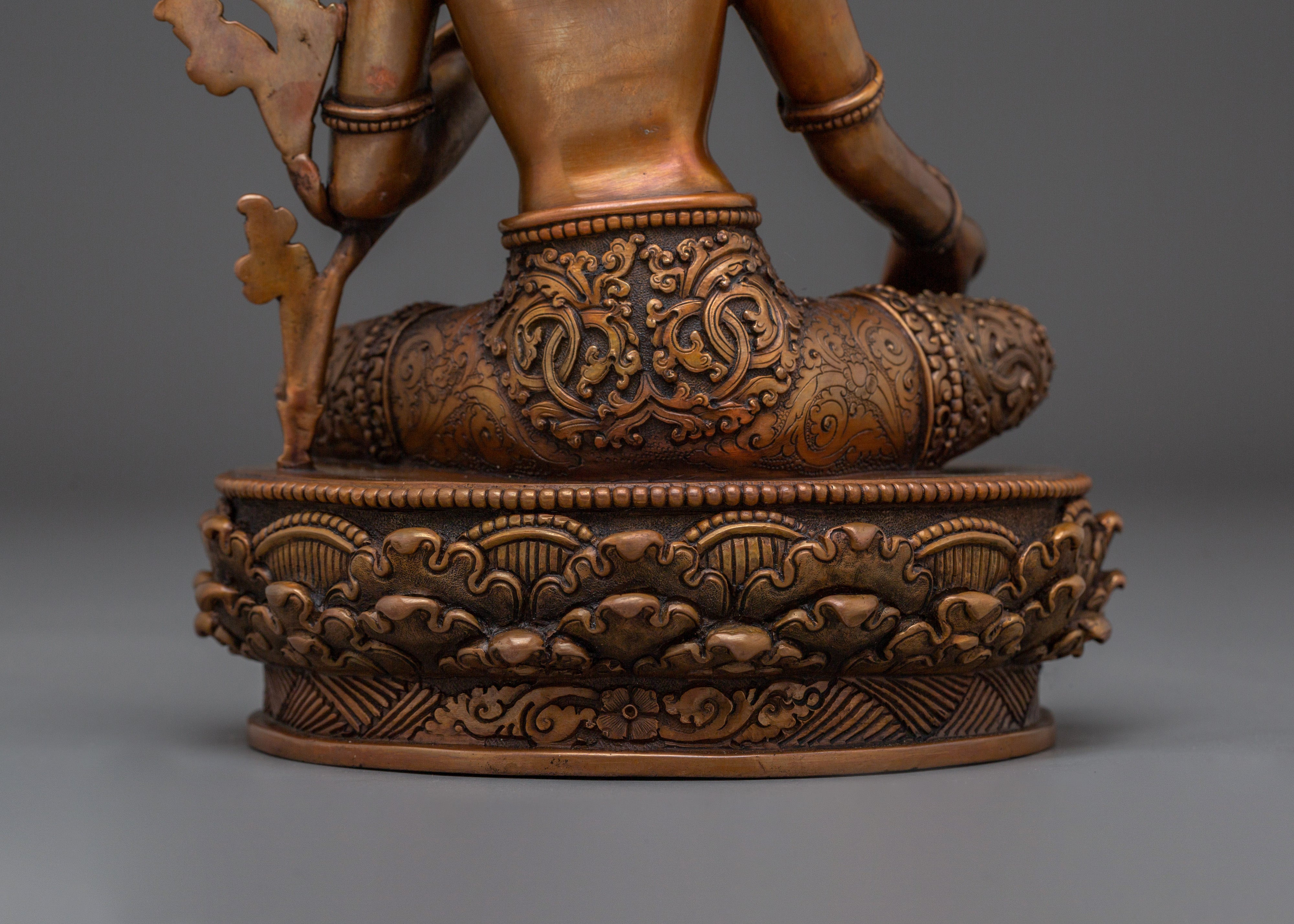 Handcrafted Oxidized Copper Green Tara Statue | Embodies Compassion and Protection