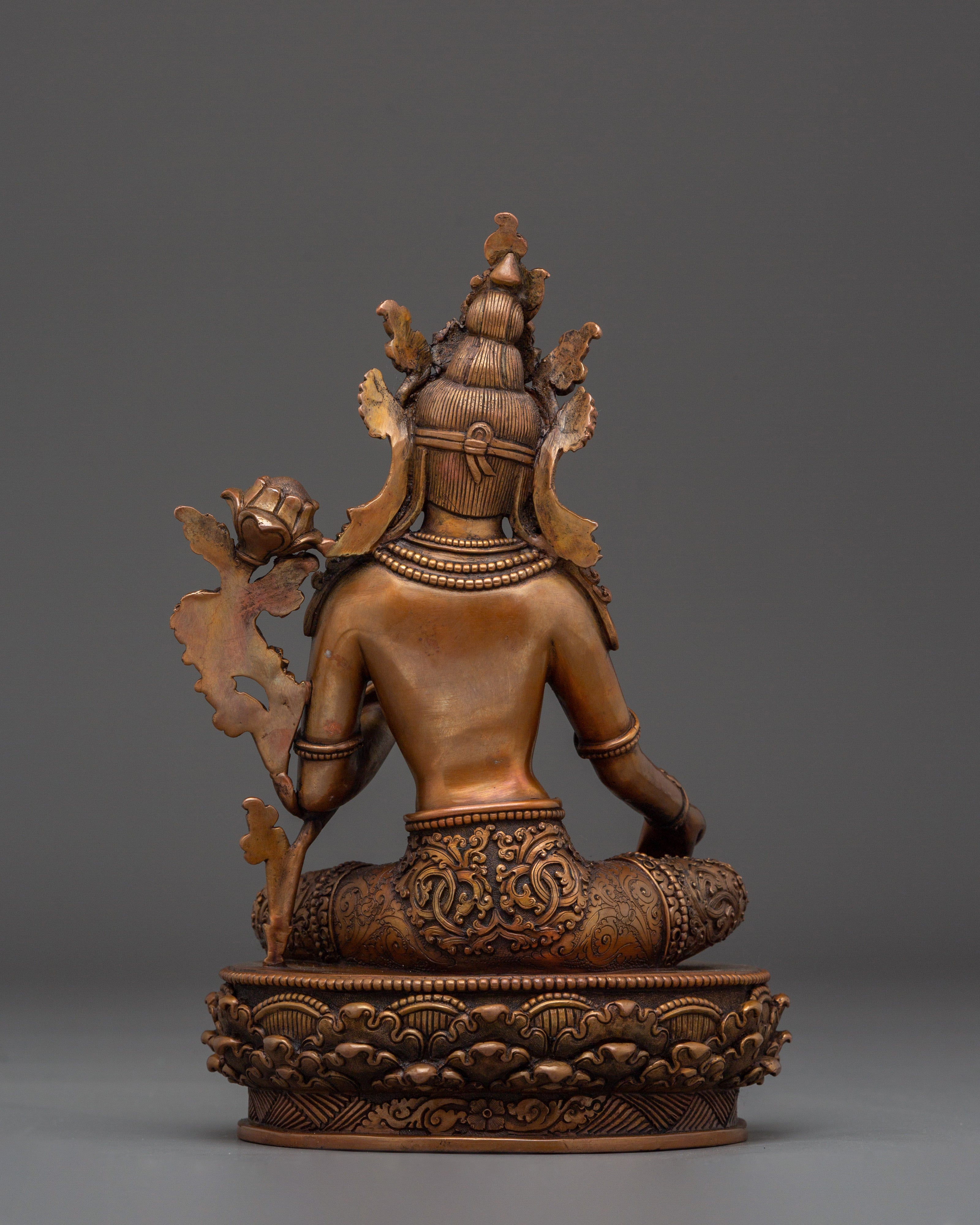 Handcrafted Oxidized Copper Green Tara Statue | Embodies Compassion and Protection