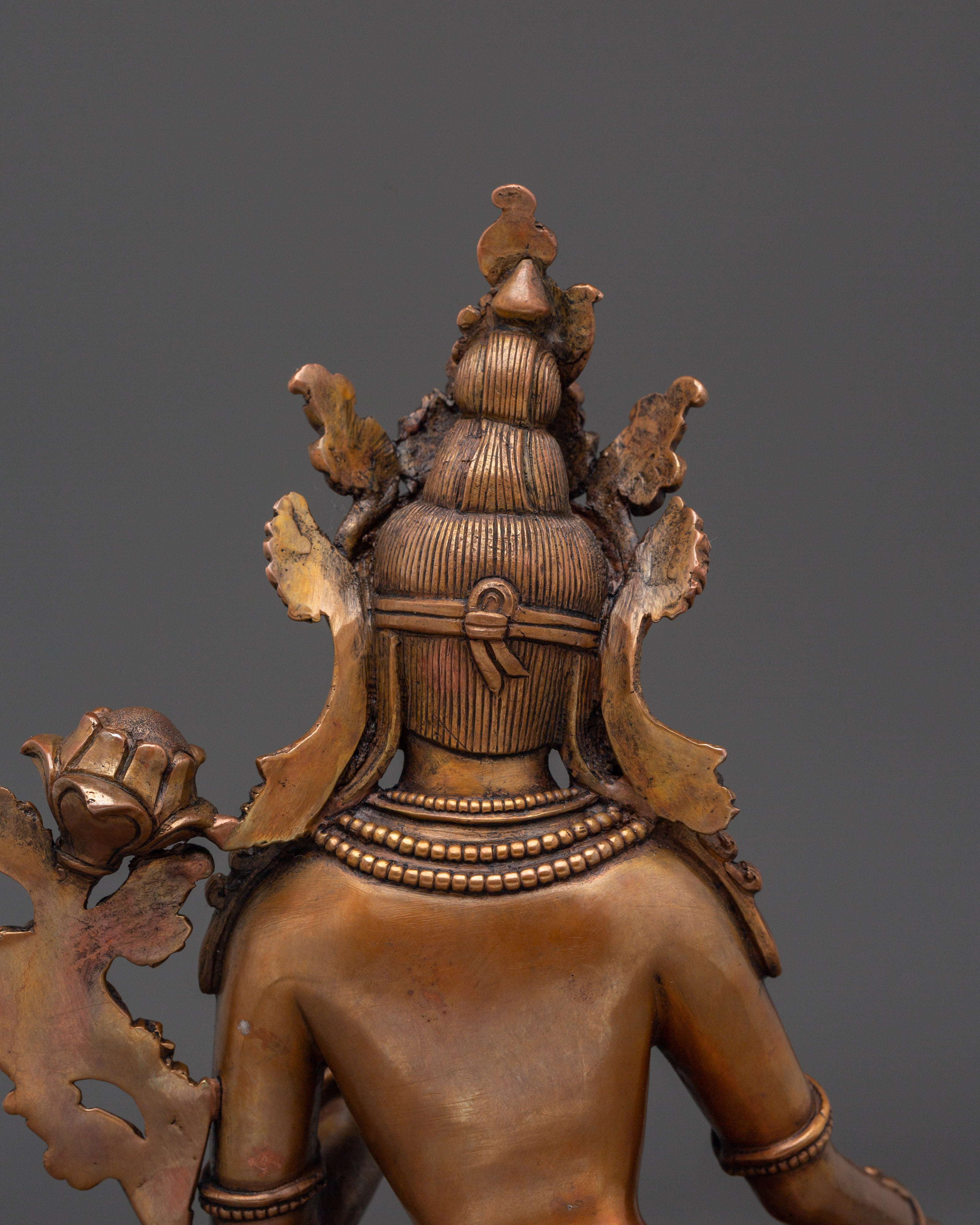 Handcrafted Oxidized Copper Green Tara Statue | Embodies Compassion and Protection