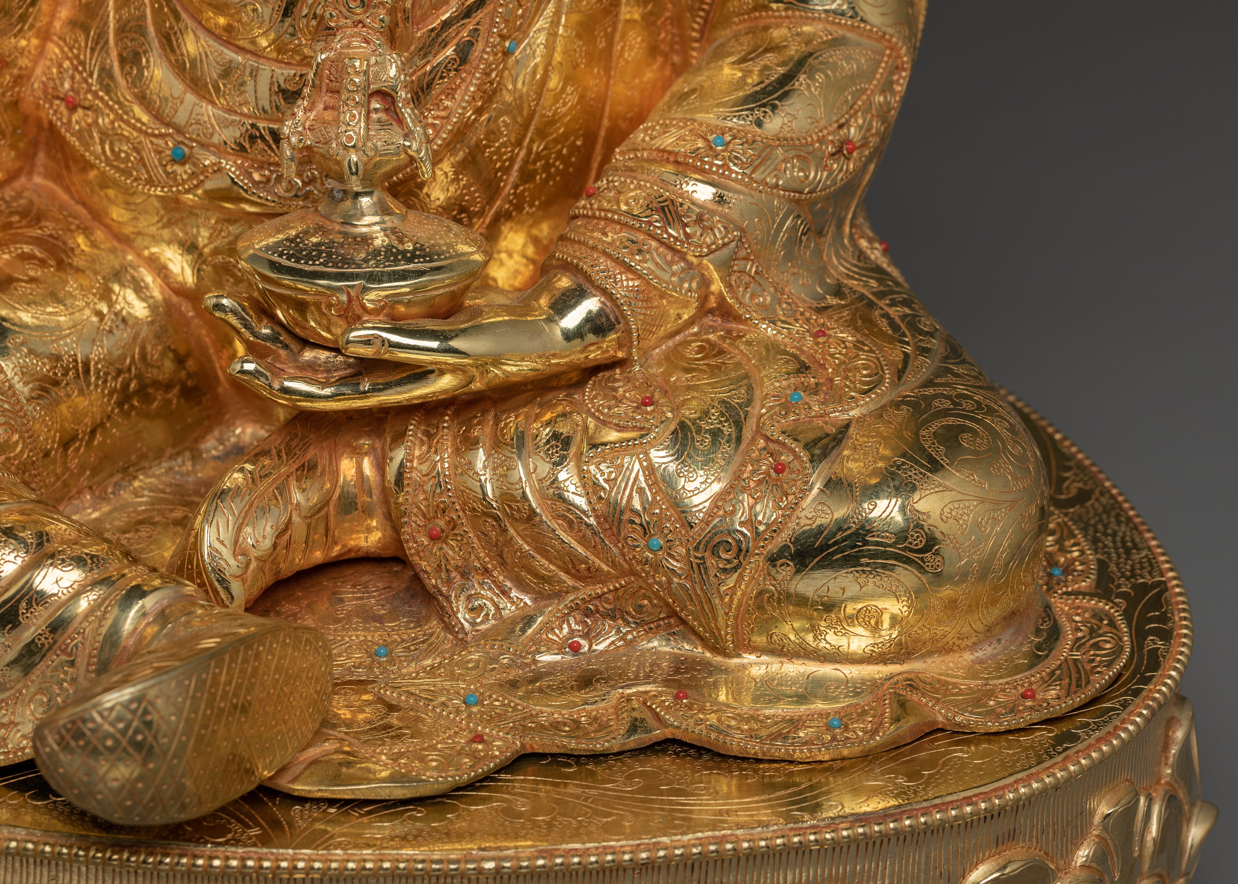 Padmasambhava Buddhist Figurine | 24K Gold-Gilded Guru Rinpoche Statue