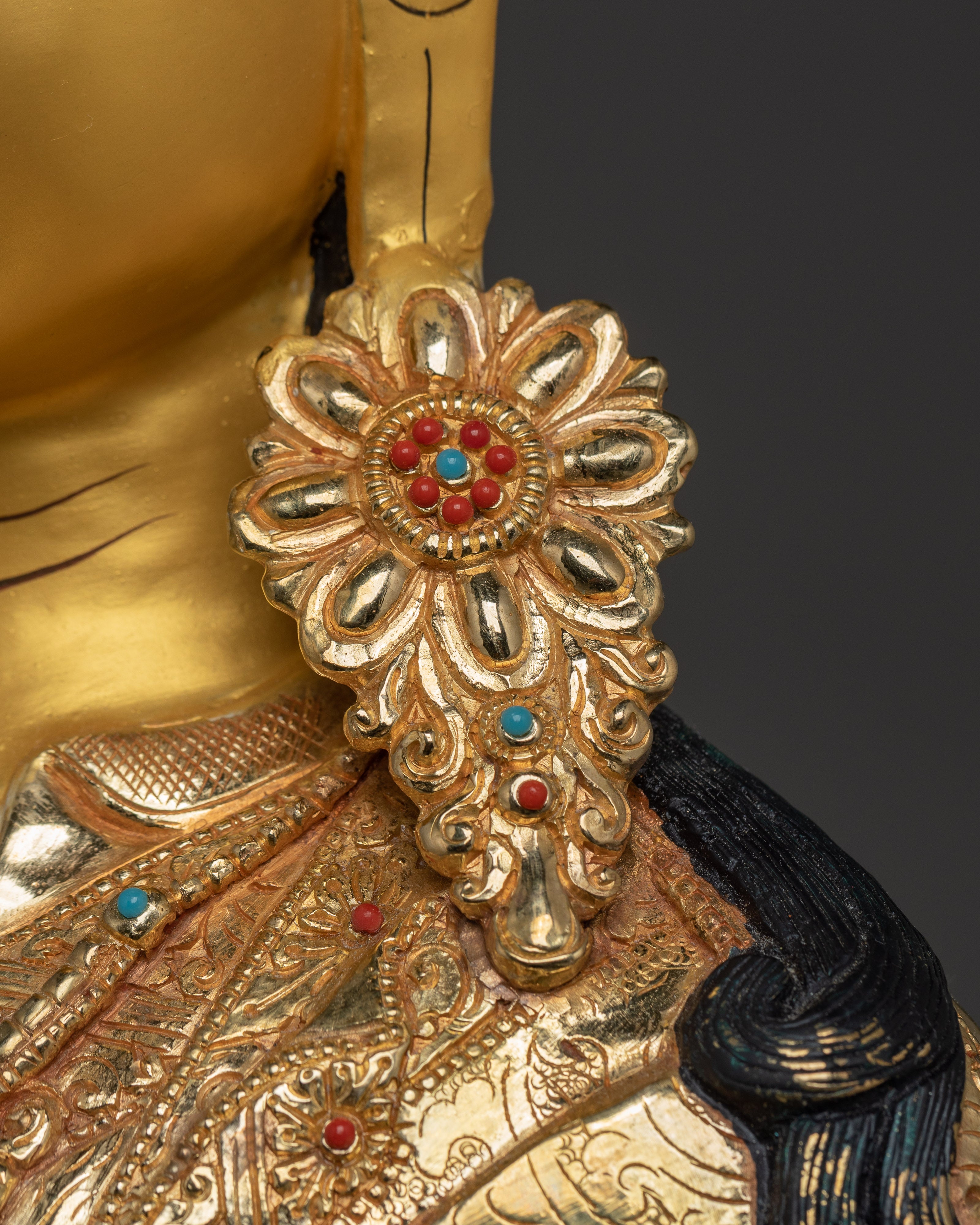 Padmasambhava Buddhist Figurine | 24K Gold-Gilded Guru Rinpoche Statue