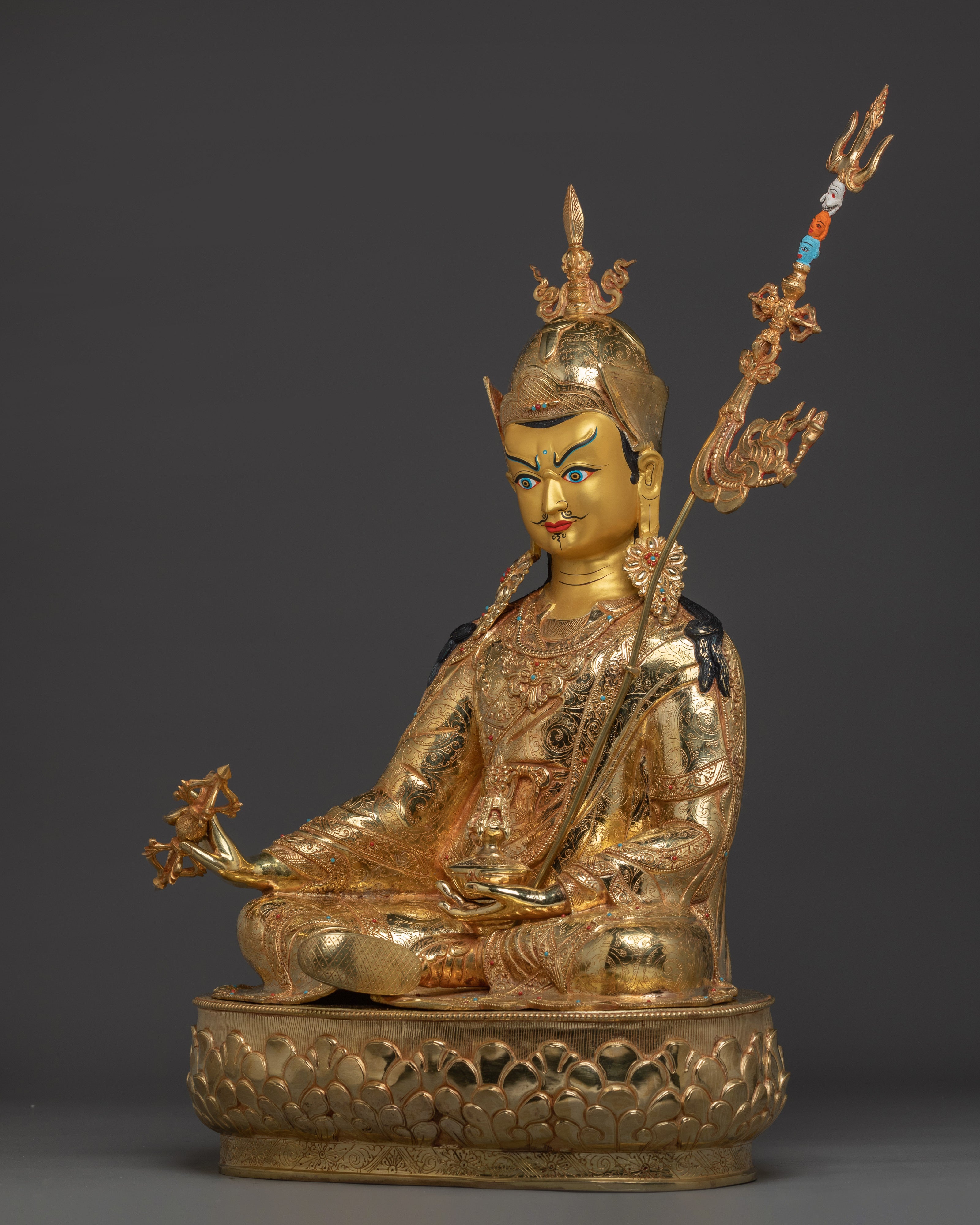 Padmasambhava Buddhist Figurine | 24K Gold-Gilded Guru Rinpoche Statue
