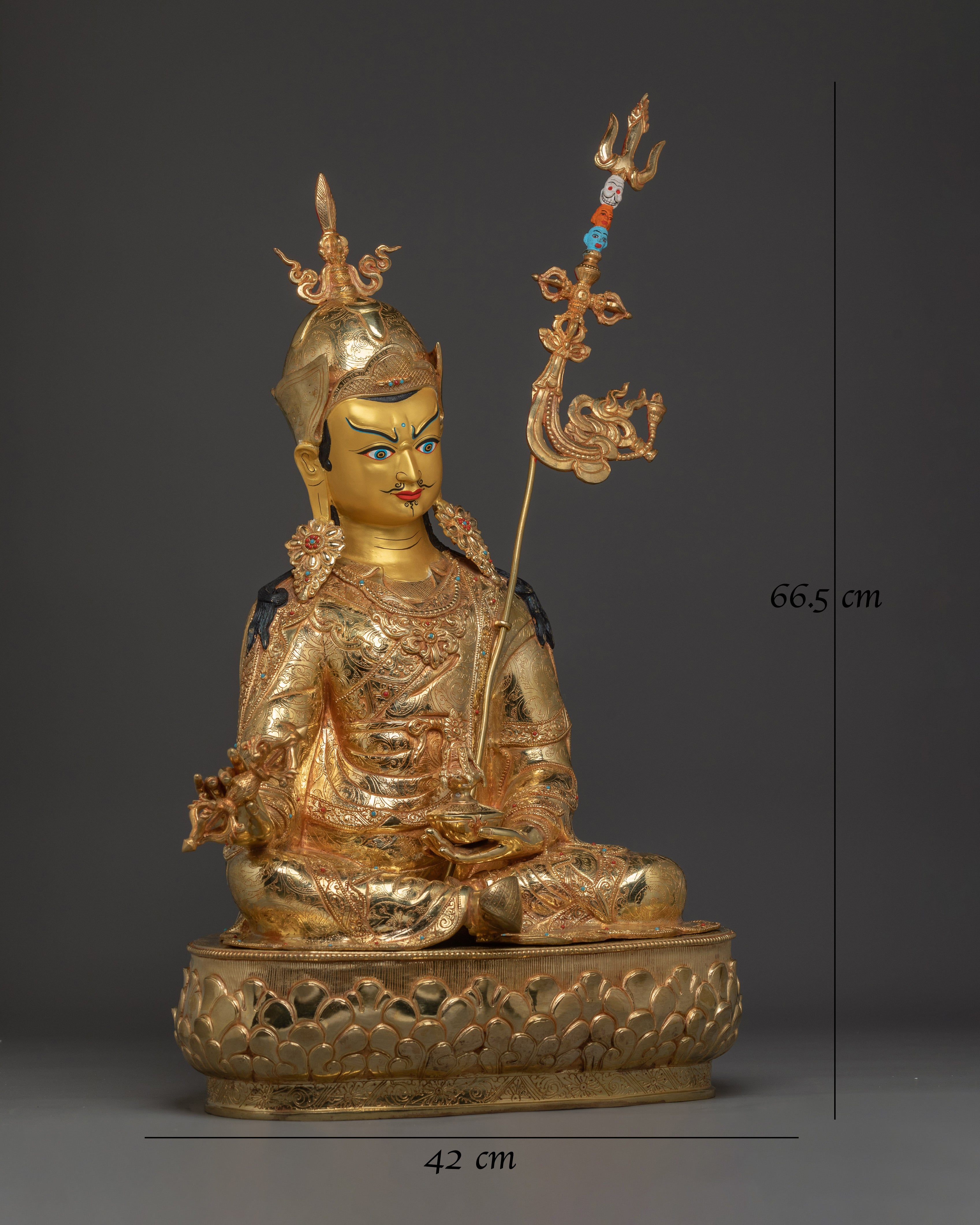 Padmasambhava Buddhist Figurine | 24K Gold-Gilded Guru Rinpoche Statue