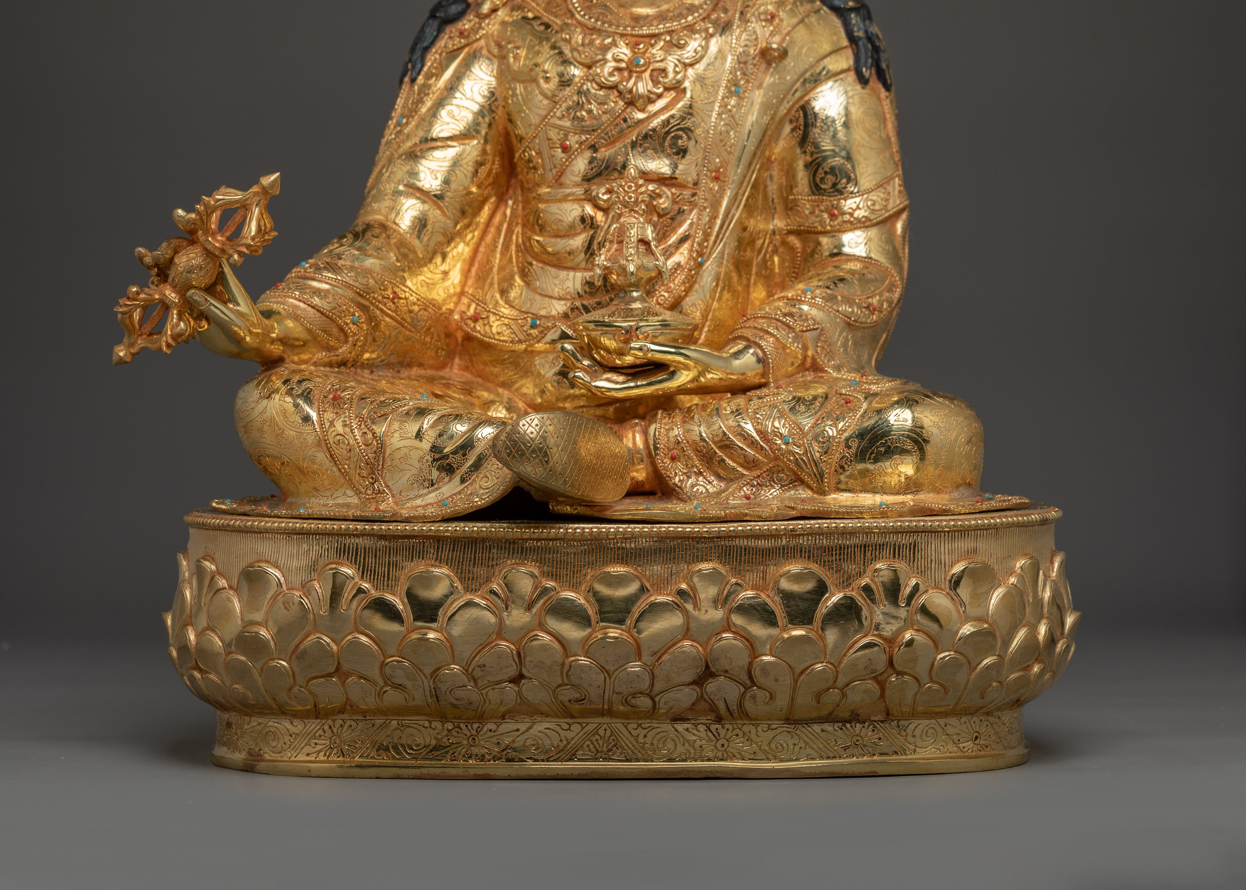 Padmasambhava Buddhist Figurine | 24K Gold-Gilded Guru Rinpoche Statue