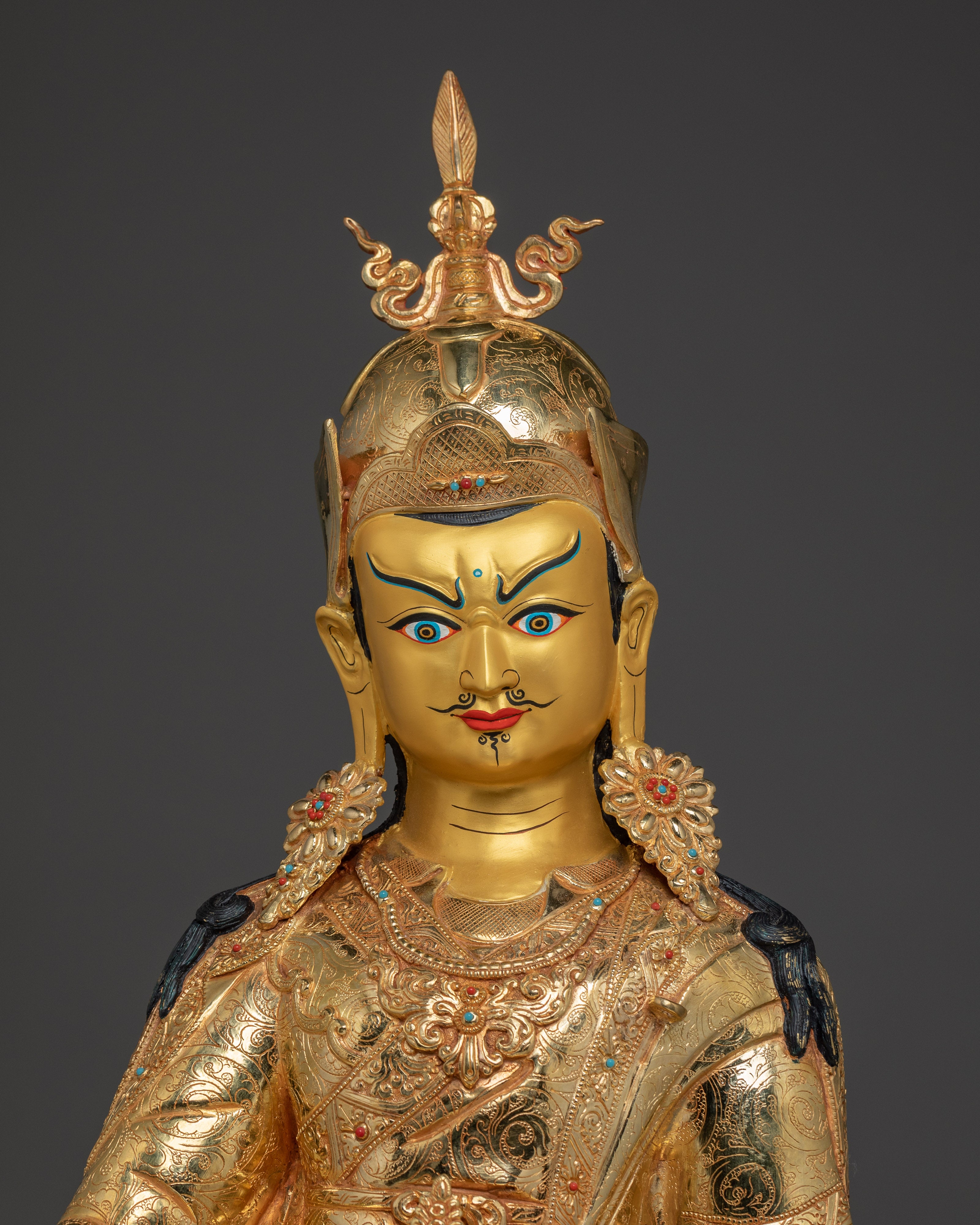 Padmasambhava Buddhist Figurine | 24K Gold-Gilded Guru Rinpoche Statue