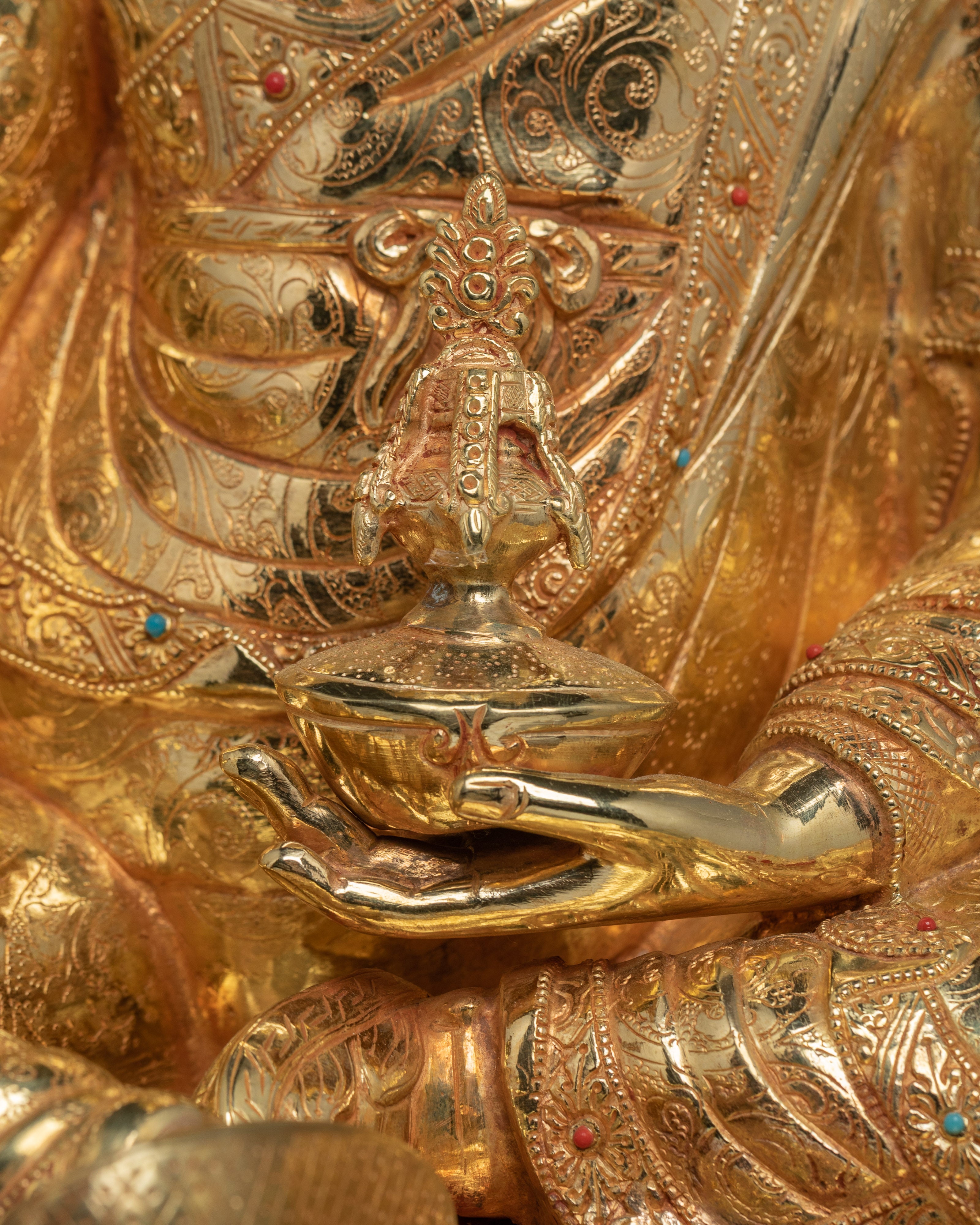Padmasambhava Buddhist Figurine | 24K Gold-Gilded Guru Rinpoche Statue