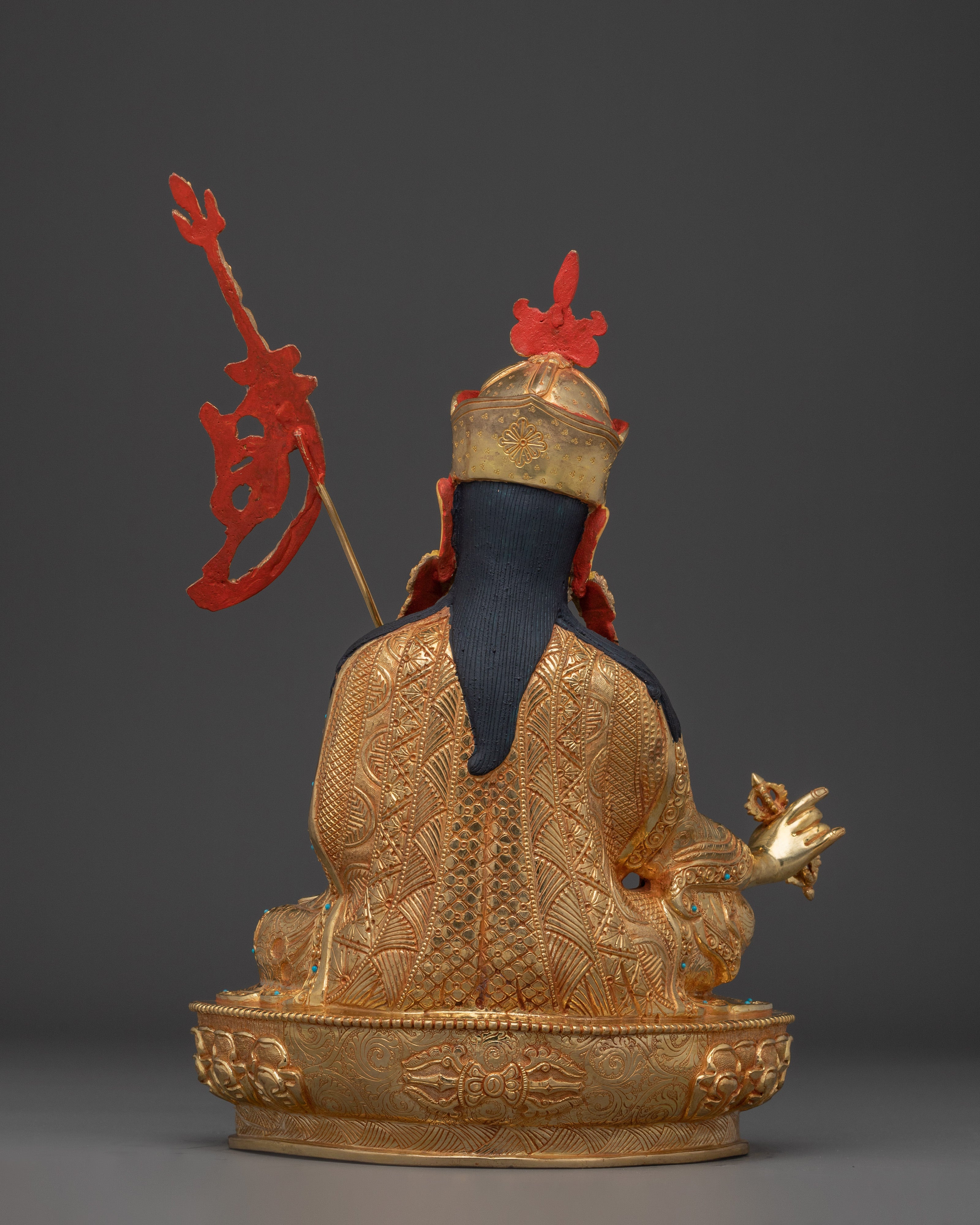 24K Gold-Gilded Guru Rinpoche Artwork | Sacred Copper Sculpture of Padmasambhava