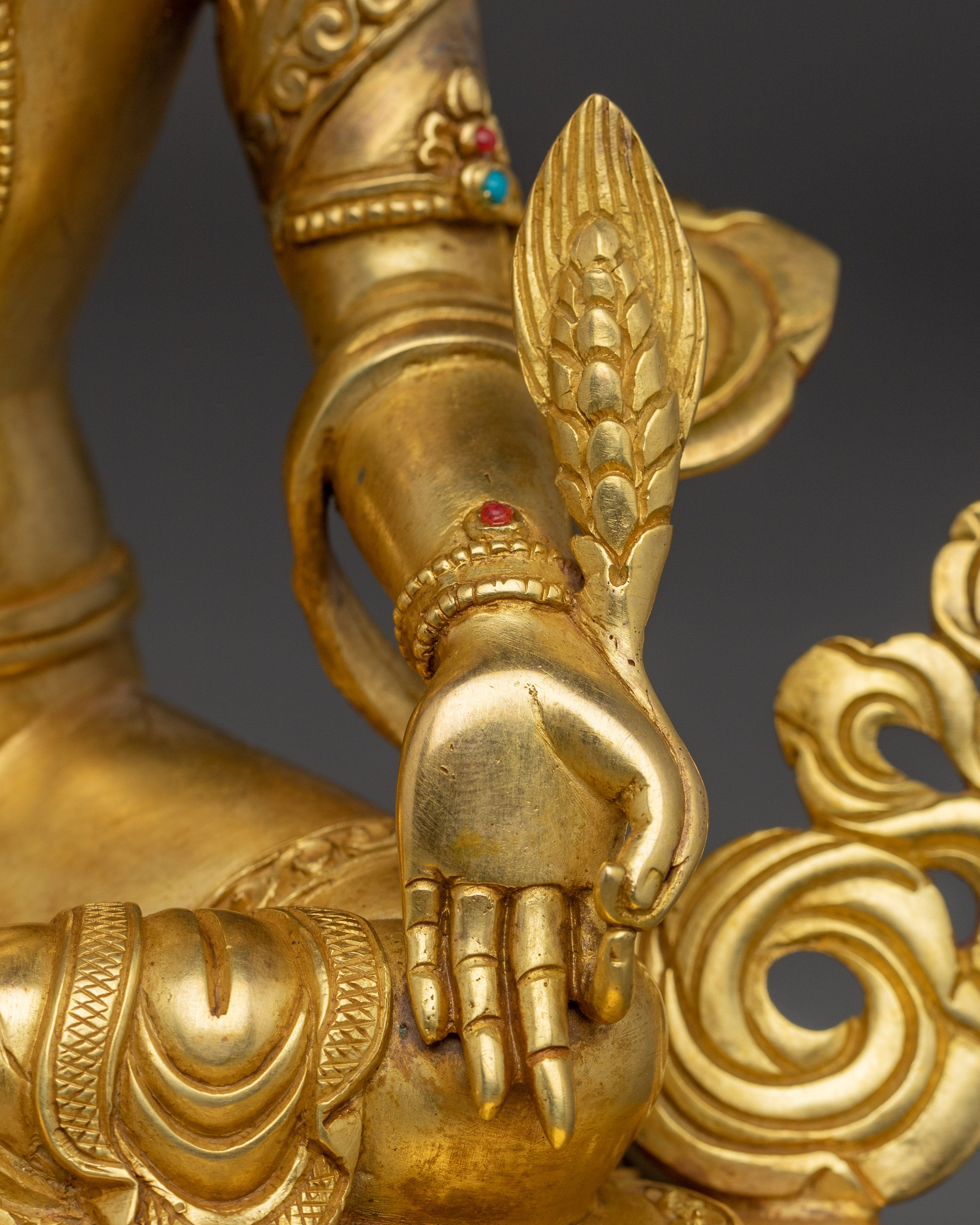 24K Gold Gilded Kshitigarbha Statue | Sacred Compassion and Protection in Copper