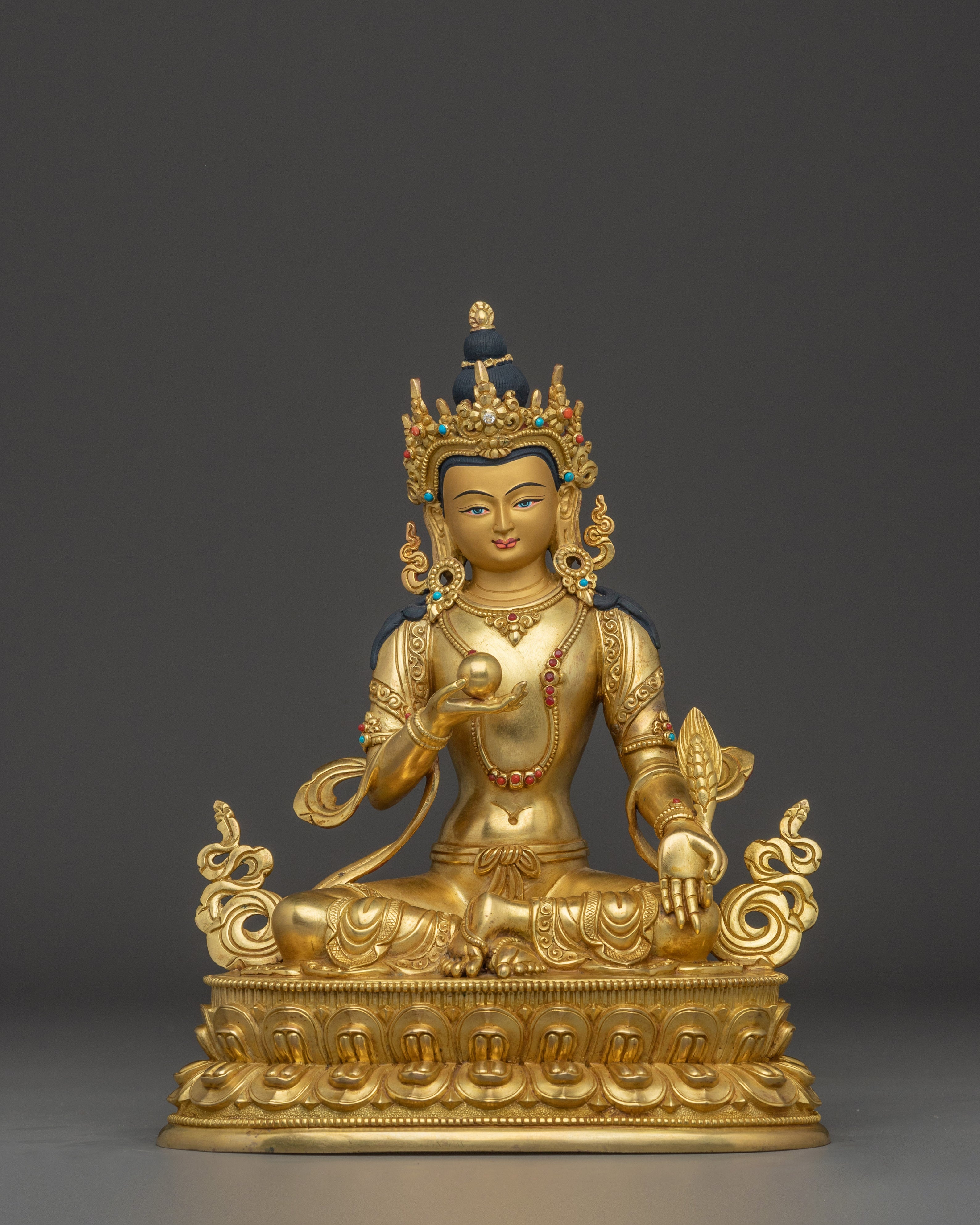 24K Gold Gilded Kshitigarbha Statue | Sacred Compassion and Protection in Copper