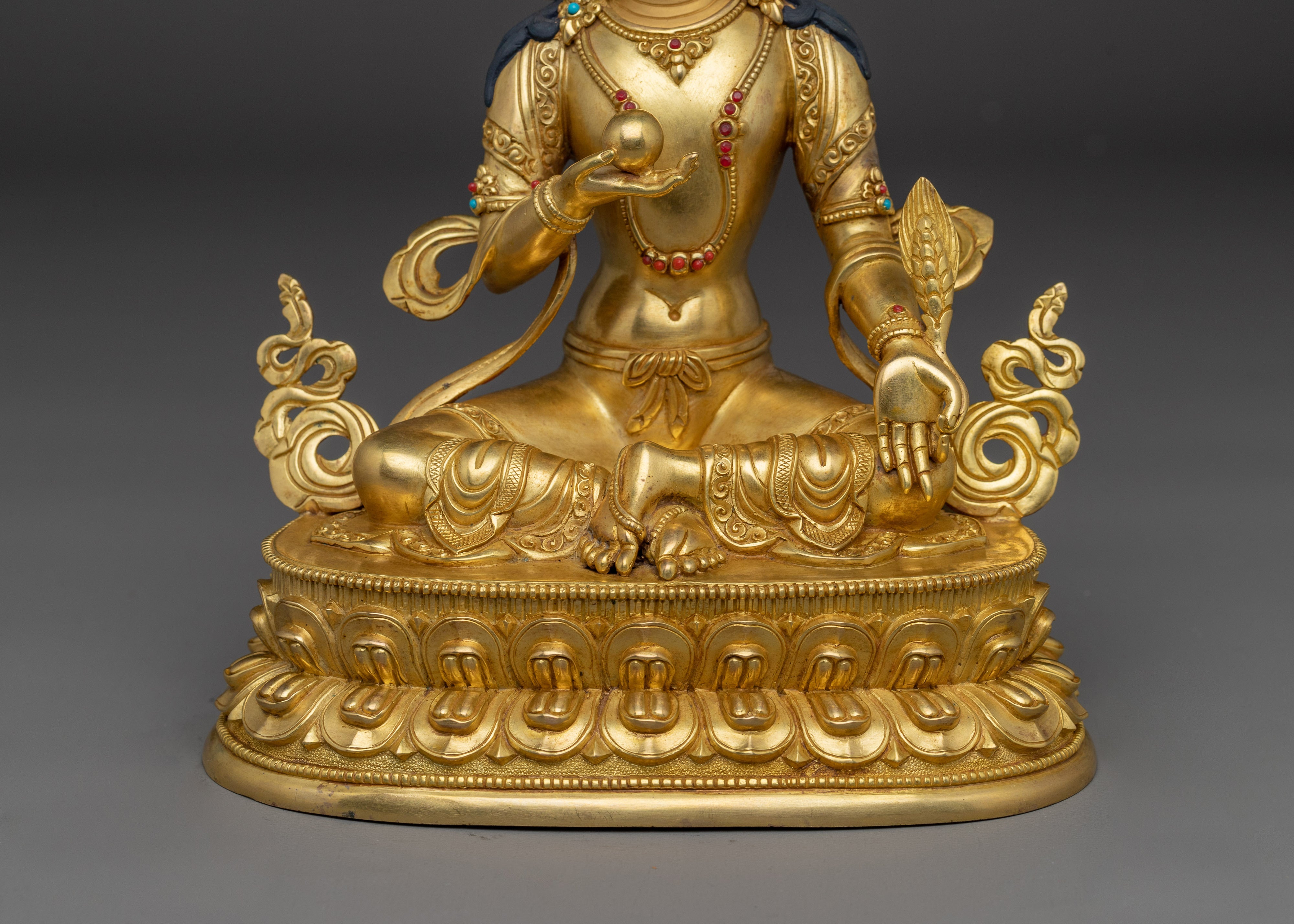 24K Gold Gilded Kshitigarbha Statue | Sacred Compassion and Protection in Copper