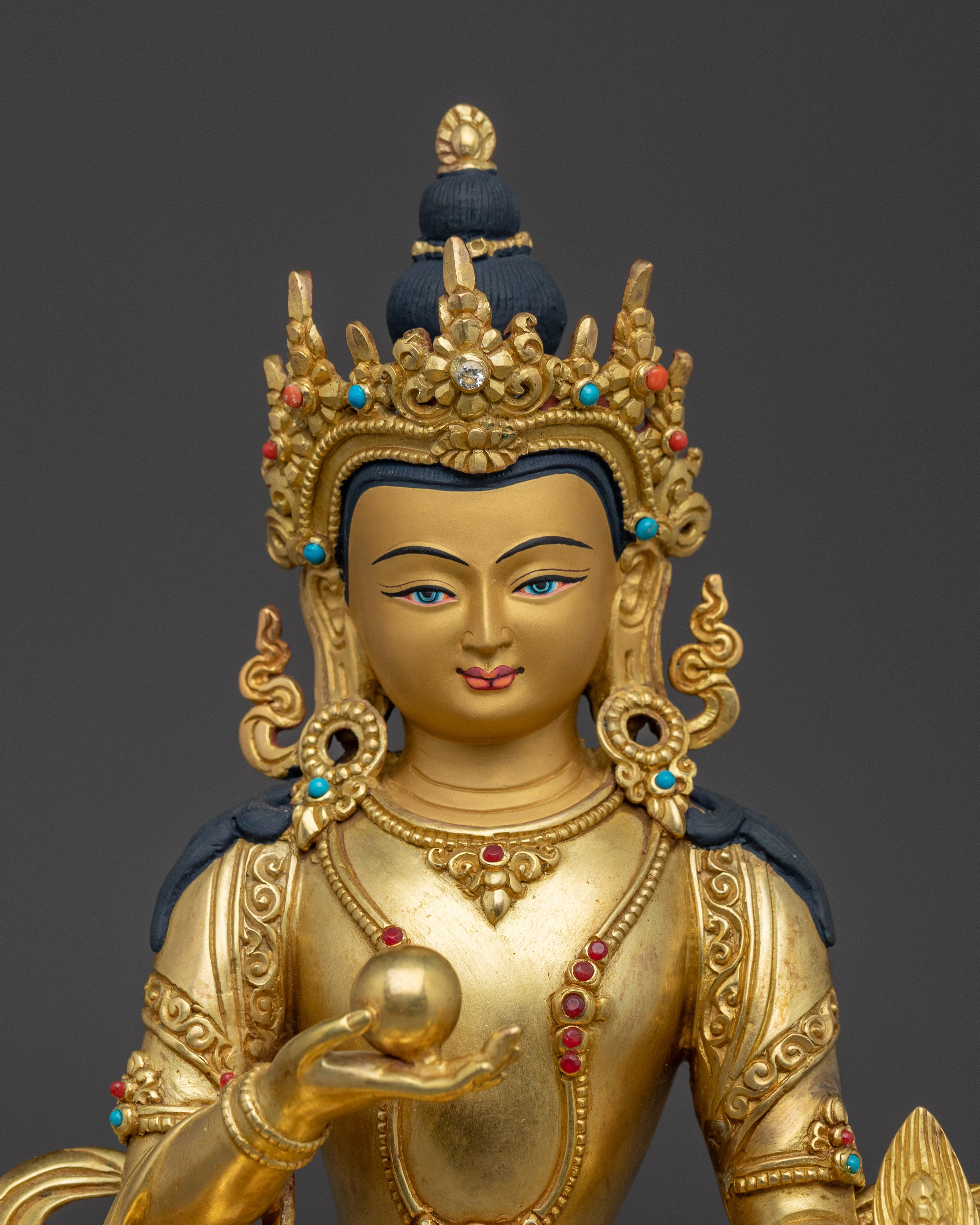 24K Gold Gilded Kshitigarbha Statue | Sacred Compassion and Protection in Copper