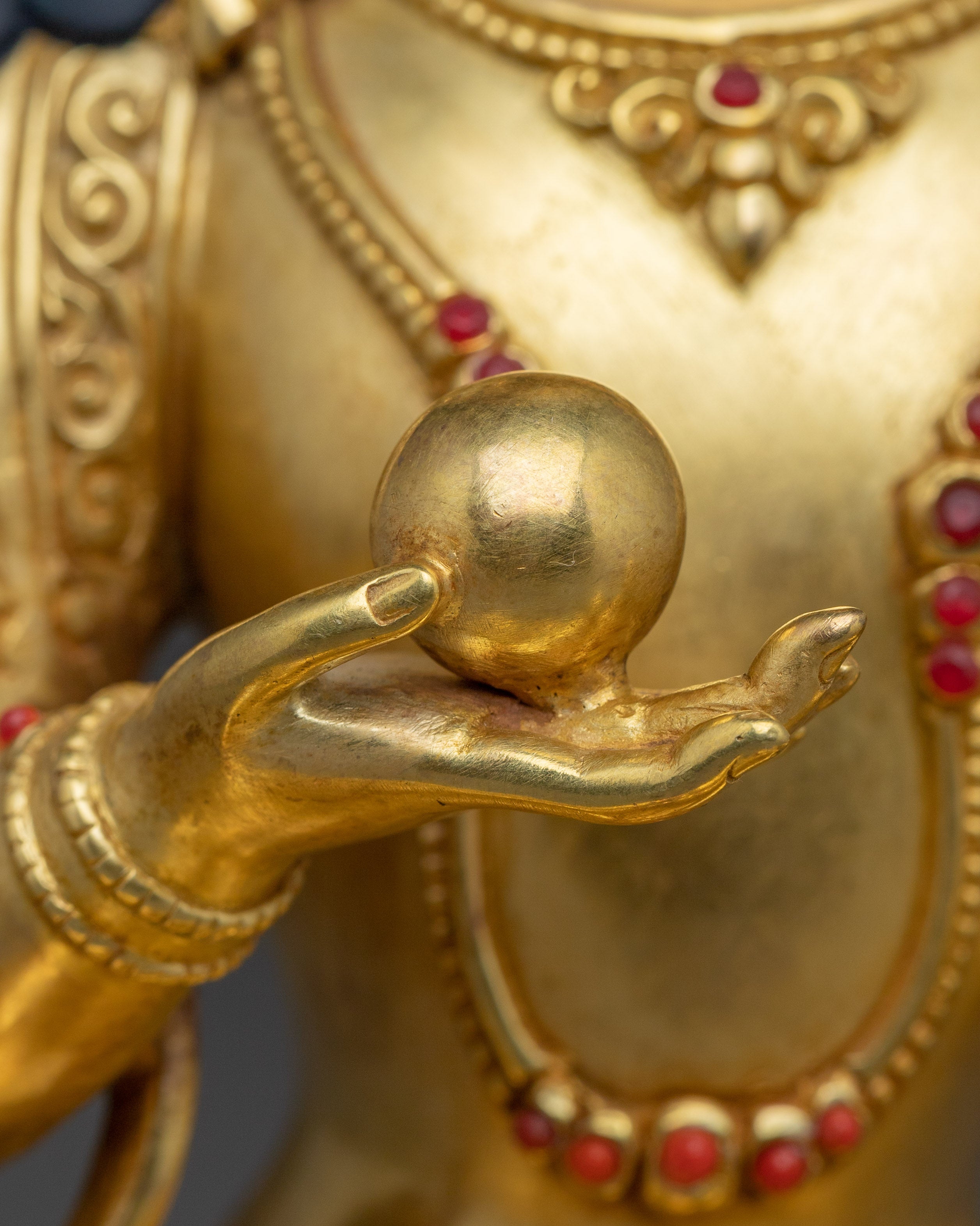 24K Gold Gilded Kshitigarbha Statue | Sacred Compassion and Protection in Copper